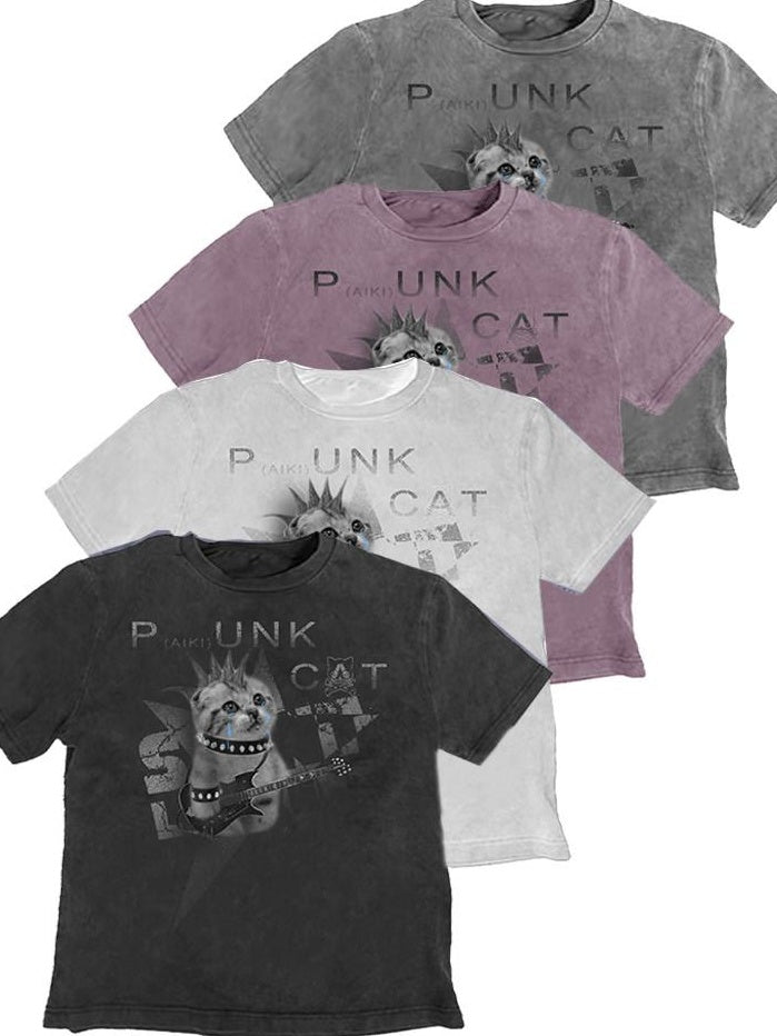 PAIKI Colorfast Cotton Loose Skull Print Unisex Casual Crew Neck Short Sleeve T-Shirts