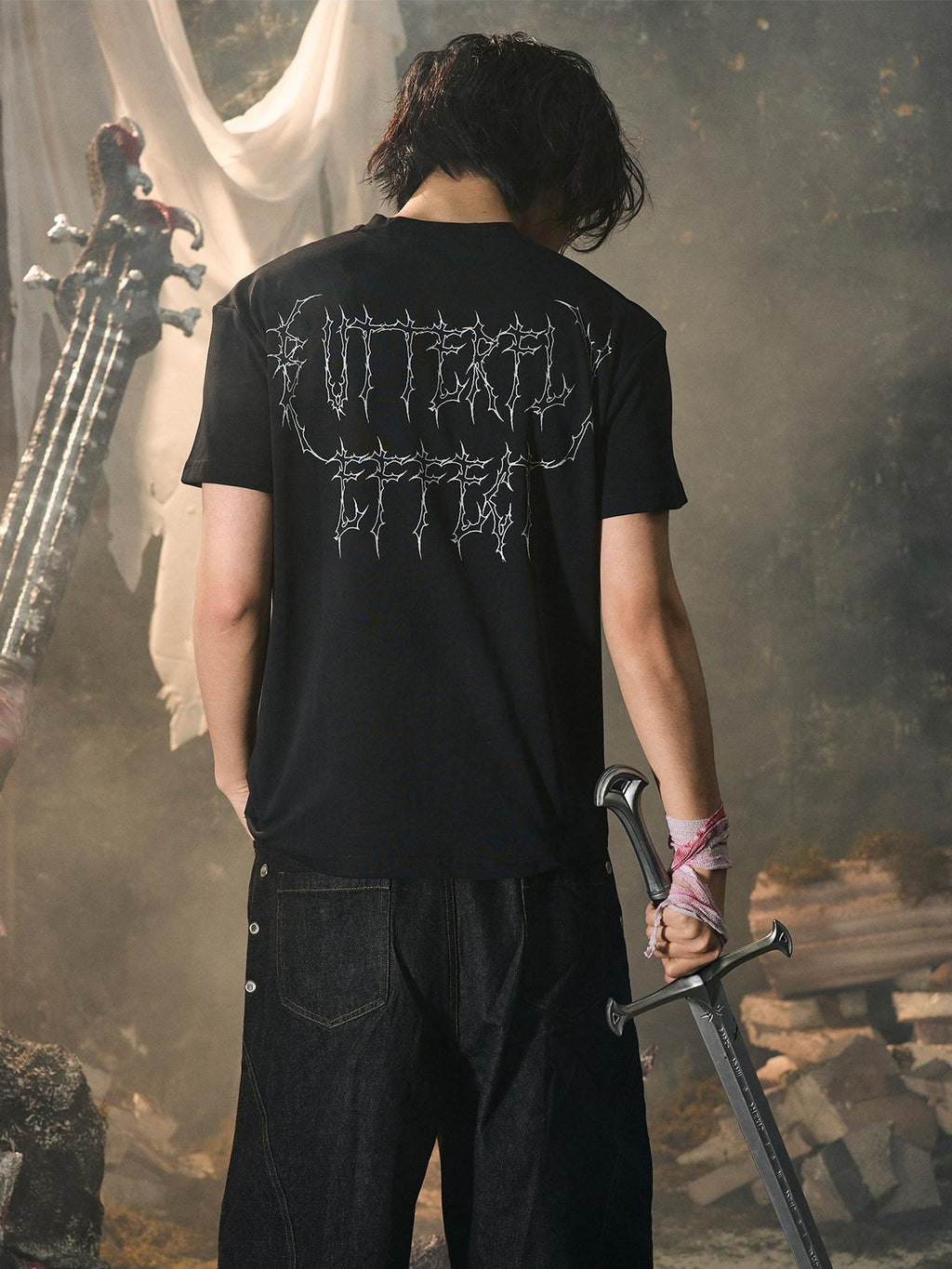 Cooling Antibacterial Loose Fit Letter Print Men Cotton Short Sleeve T-Shirts