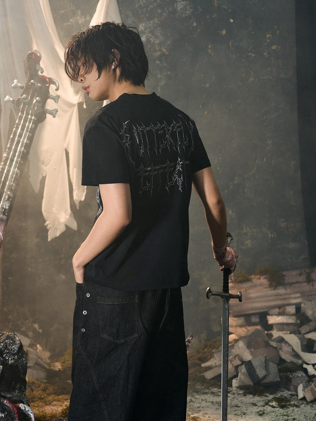 Cooling Antibacterial Loose Fit Letter Print Men Cotton Short Sleeve T-Shirts
