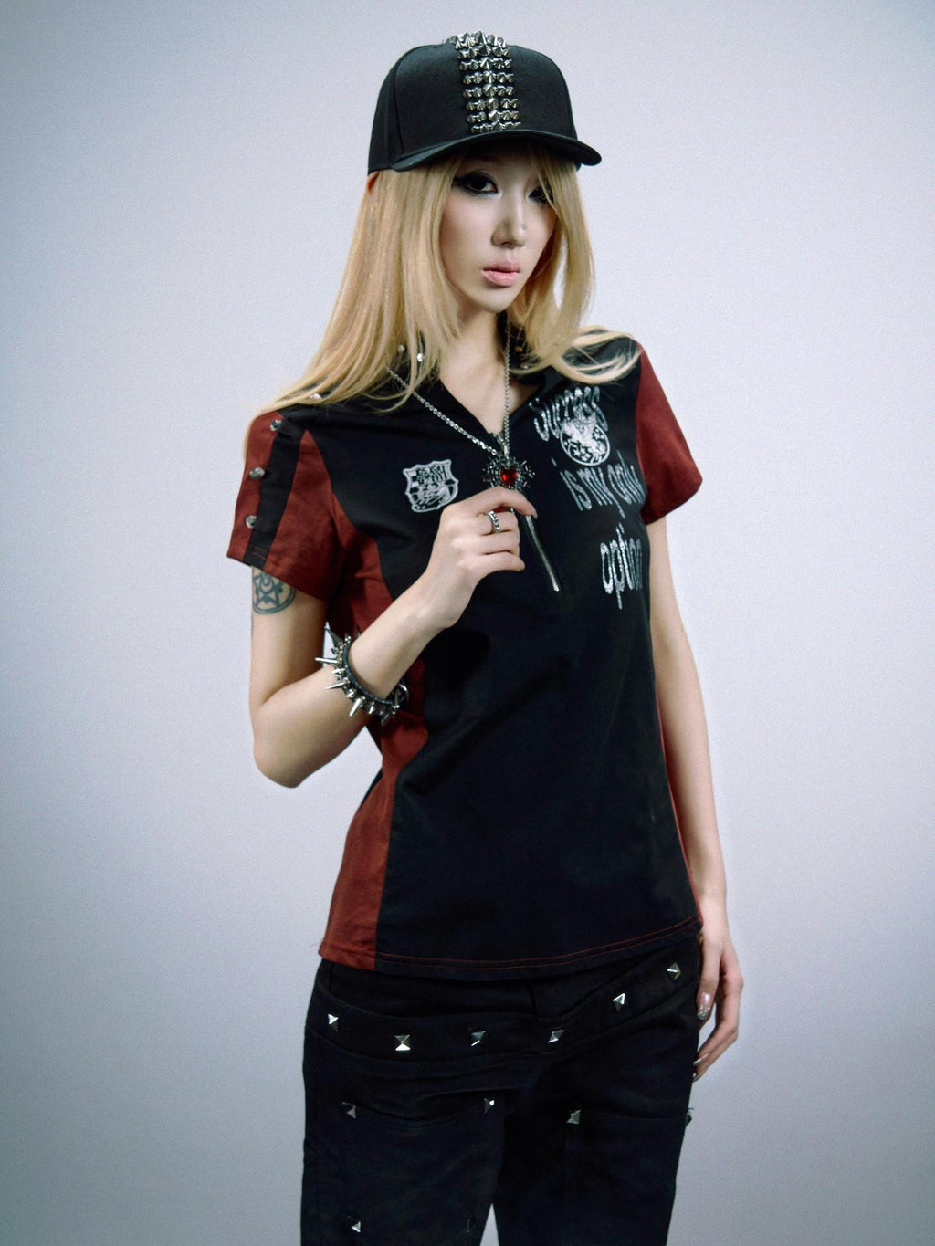 PAIKI Cooling Cotton Slim Fit Henley Zip Letter Print Unisex Short Sleeve T-Shirts