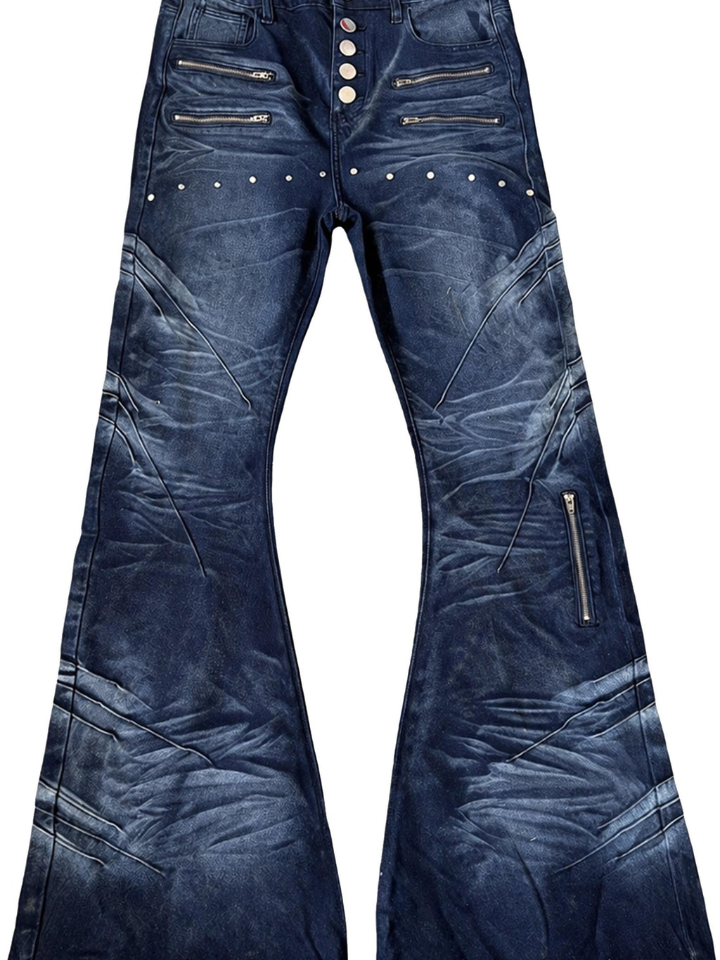 PAIKI Curved Blade Washed Zip Detail Women's Distressed Jeans