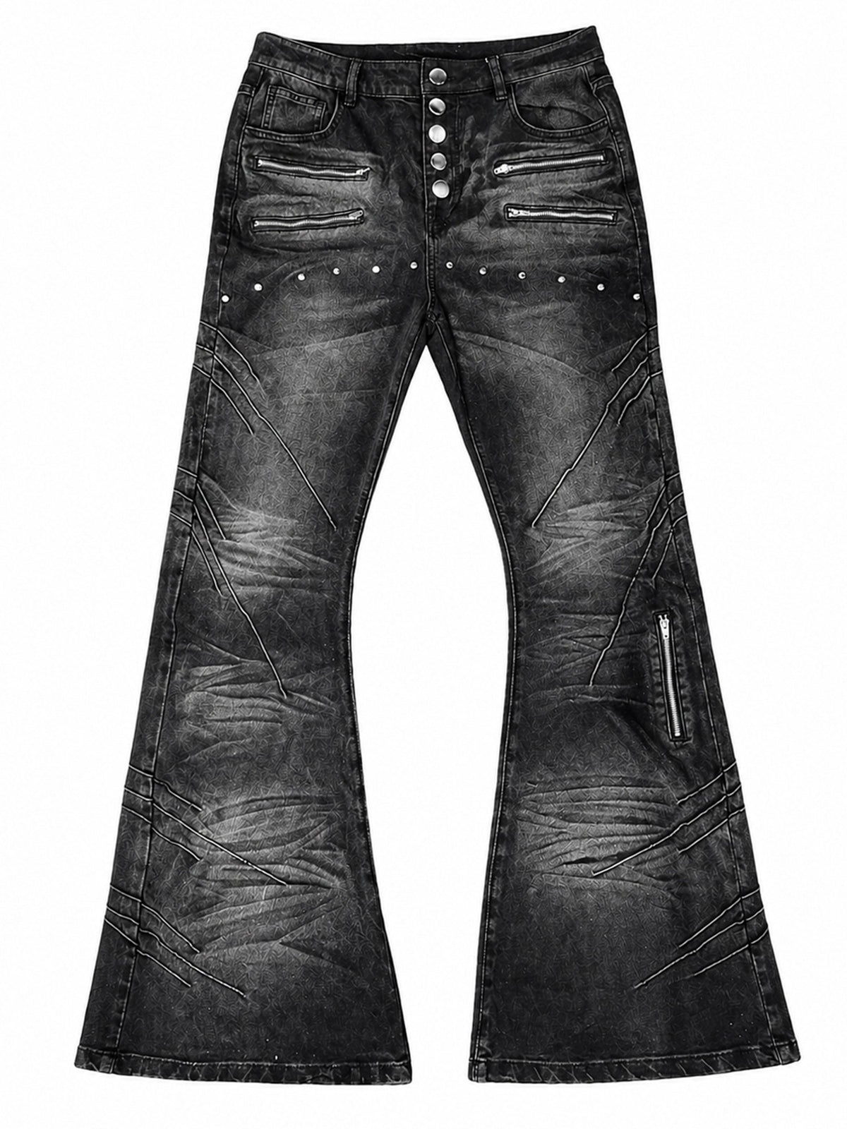 PAIKI Curved Blade Washed Zip Detail Women's Distressed Jeans