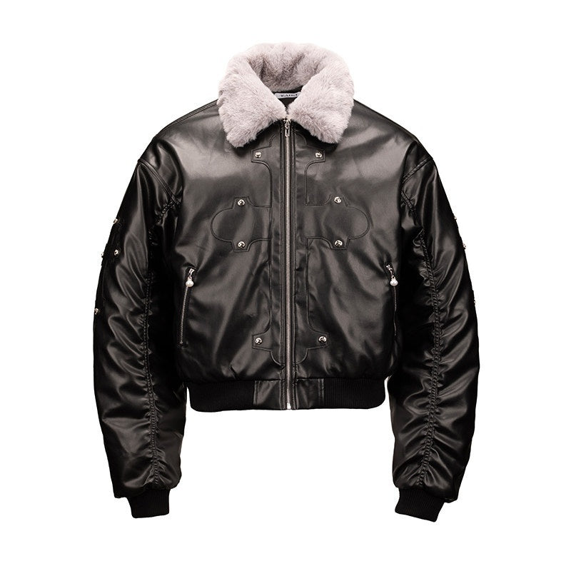 PAIKI_Detachable_Fur_Collar_Embroidered_Devil_Gothic_Straight_Fit_Pu_Puffer_Jackets_MISSTT