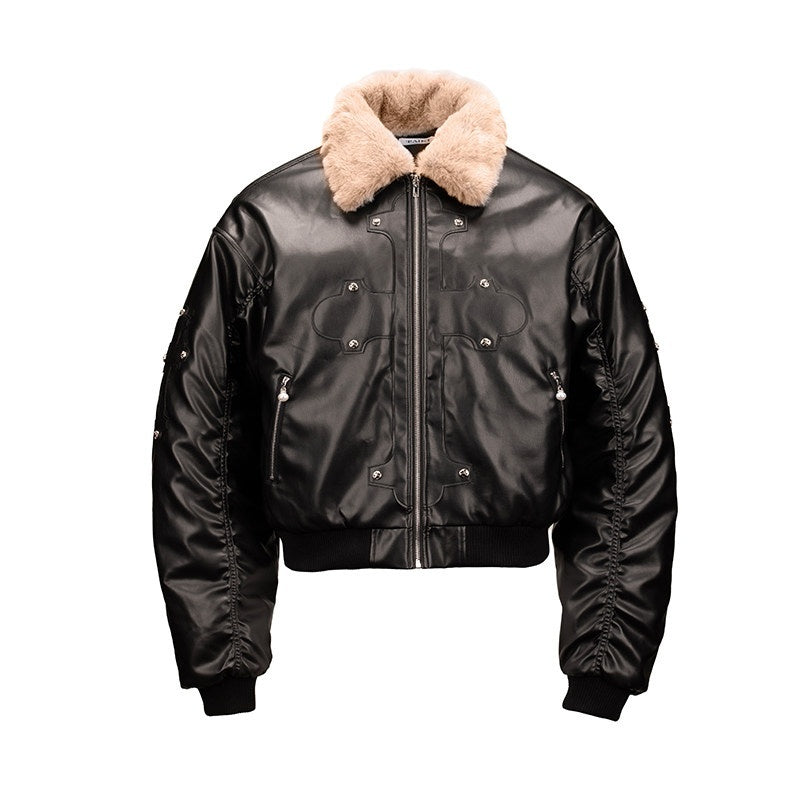 PAIKI_Detachable_Fur_Collar_Embroidered_Devil_Gothic_Straight_Fit_Pu_Puffer_Jackets_MISSTT