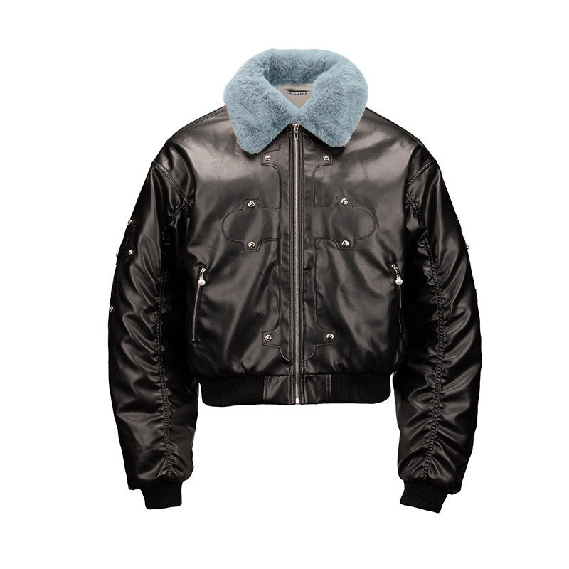 PAIKI_Detachable_Fur_Collar_Embroidered_Devil_Gothic_Straight_Fit_Pu_Puffer_Jackets_MISSTT