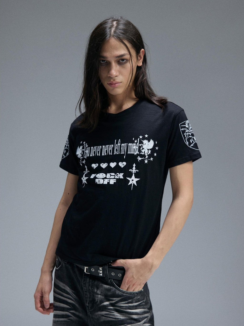 PAIKI Digital Print Letter Round Neck Cotton Women's Short Sleeve T-shirts