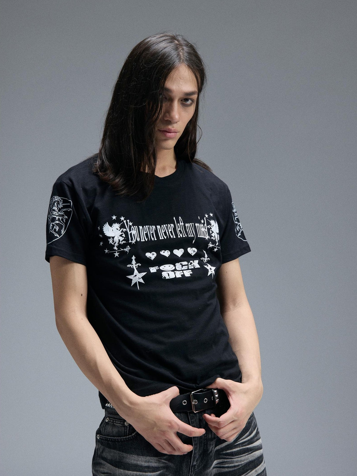 PAIKI Digital Print Letter Round Neck Cotton Women's Short Sleeve T-shirts