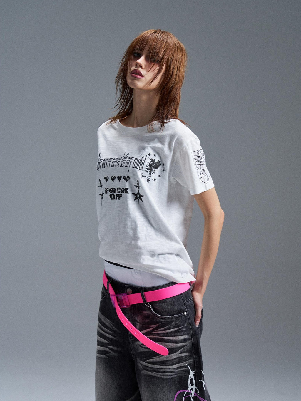 PAIKI Digital Print Letter Round Neck Cotton Women's Short Sleeve T-shirts
