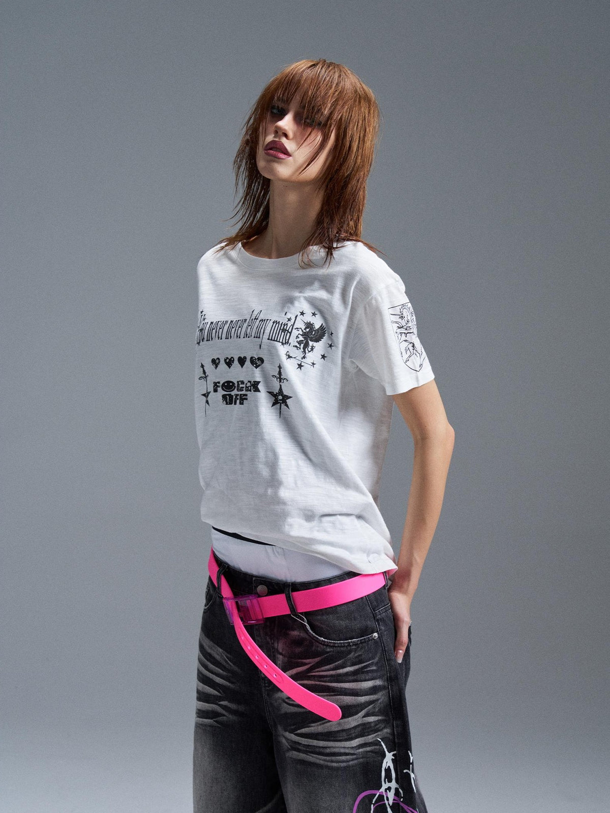 PAIKI Digital Print Letter Round Neck Cotton Women's Short Sleeve T-shirts