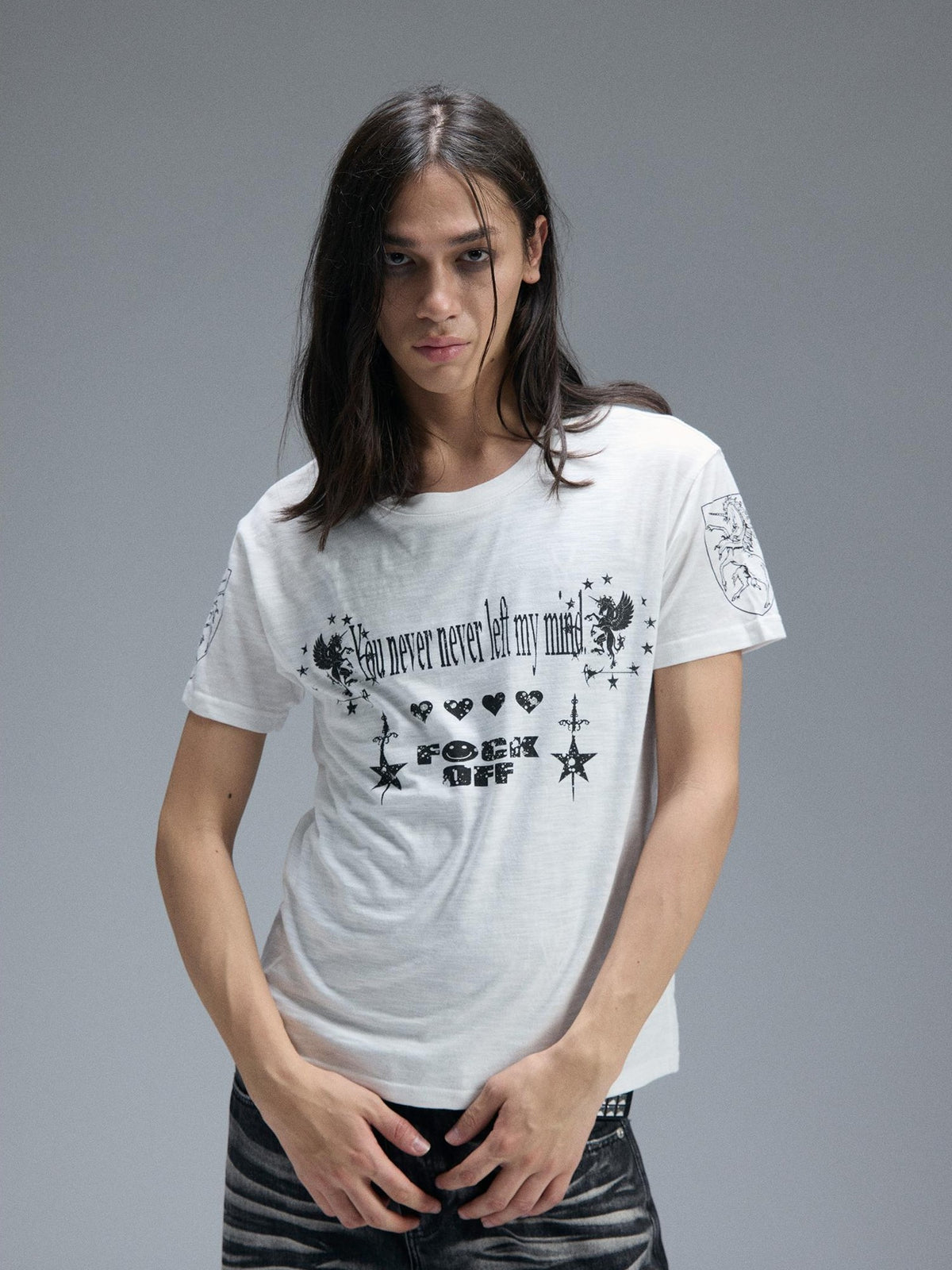 PAIKI Digital Print Letter Round Neck Cotton Women's Short Sleeve T-shirts
