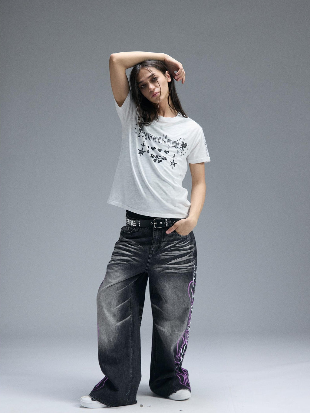 PAIKI Digital Print Letter Round Neck Cotton Women's Short Sleeve T-shirts