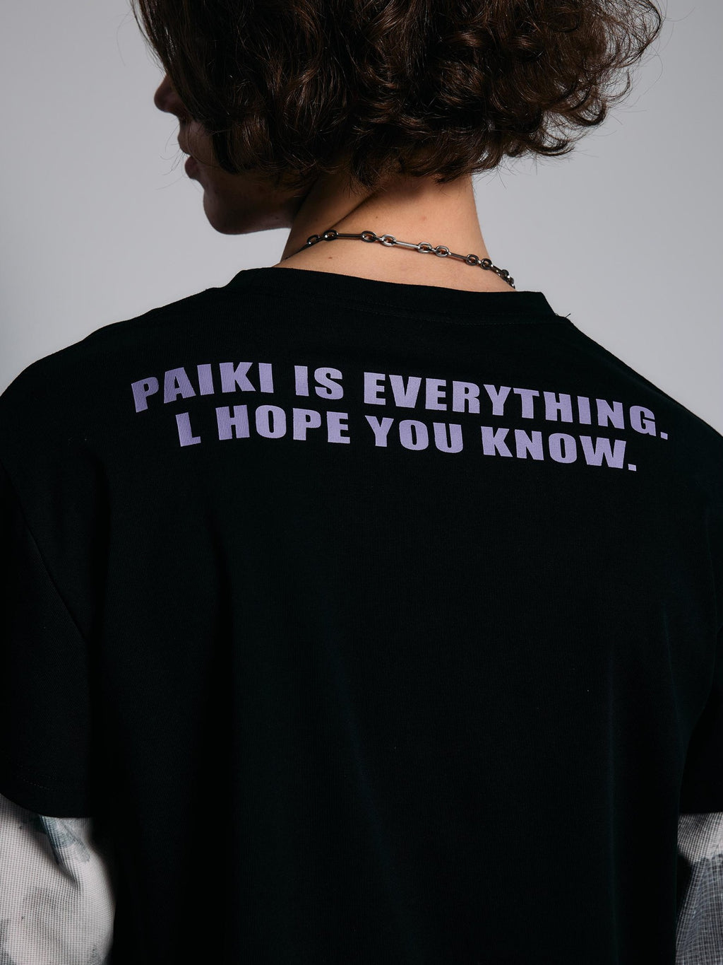 PAIKI Distressed Star Print Layered Panel Loose Fit Women's Cotton Long Sleeve T-shirts