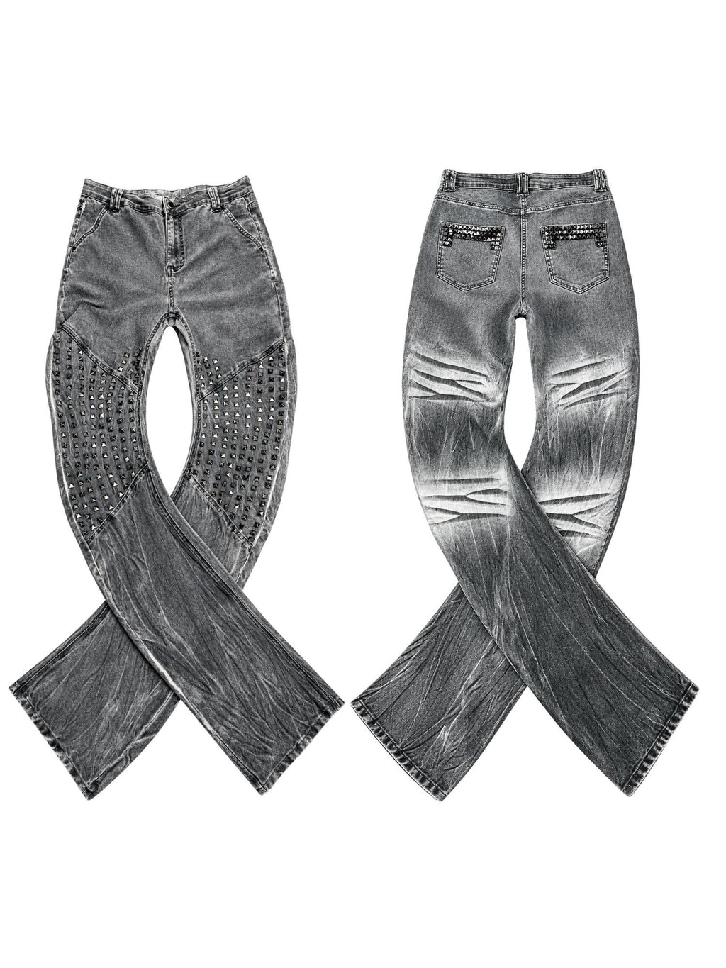 PAIKI Distressed Studded Washed Low Rise Women's Cotton Slim Jeans
