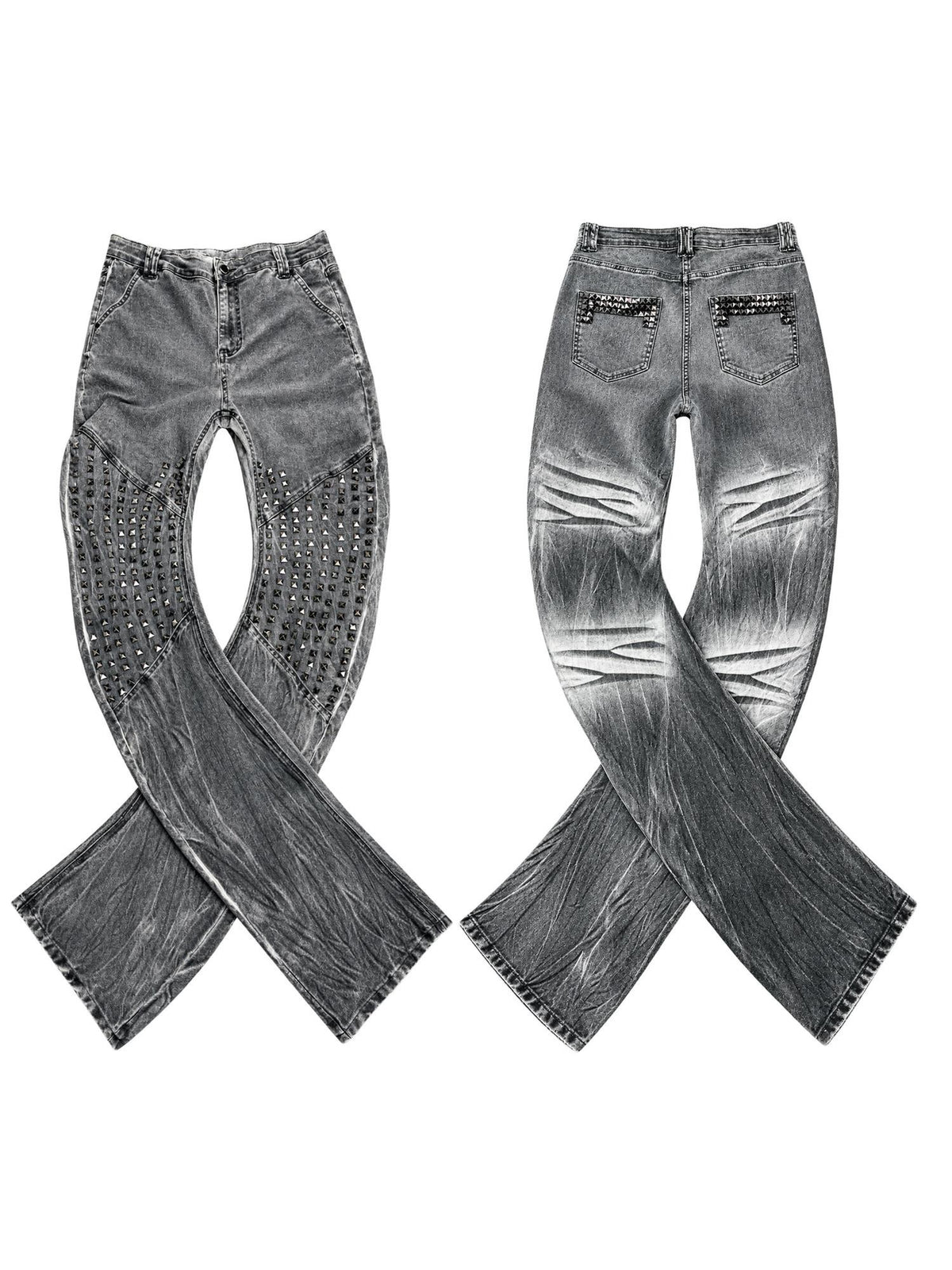 PAIKI Distressed Studded Washed Low Rise Women's Cotton Slim Jeans