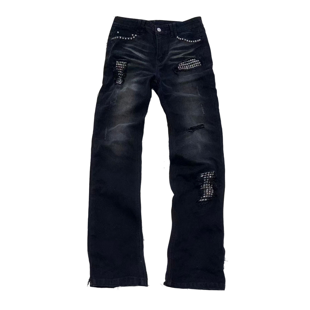 PAIKI_Distressed_Washed_Punk_Slim_Midrise_Unisex_Denim_Black_Blue_Straight_Jeans_MISSTT