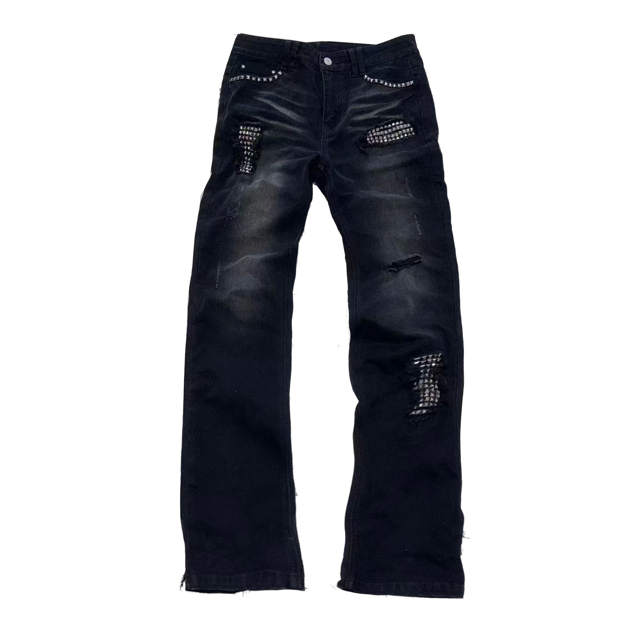 PAIKI_Distressed_Washed_Punk_Slim_Midrise_Unisex_Denim_Black_Blue_Straight_Jeans_MISSTT