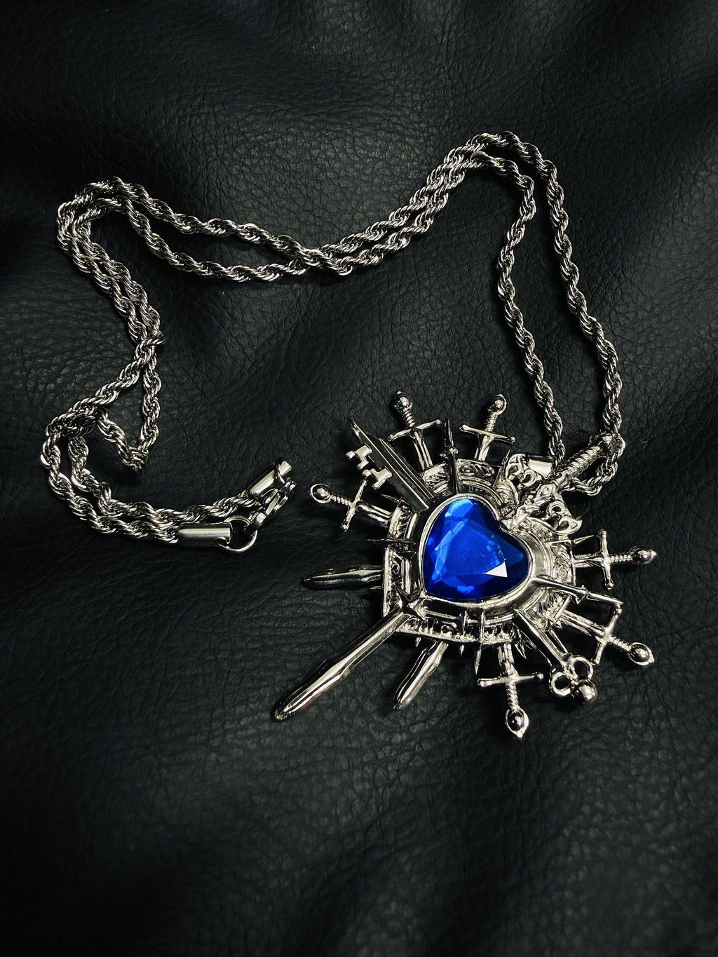 PAIKI Edgy Gemstone Silver Punk Reversible Pendant Unisex Jewelry Necklaces