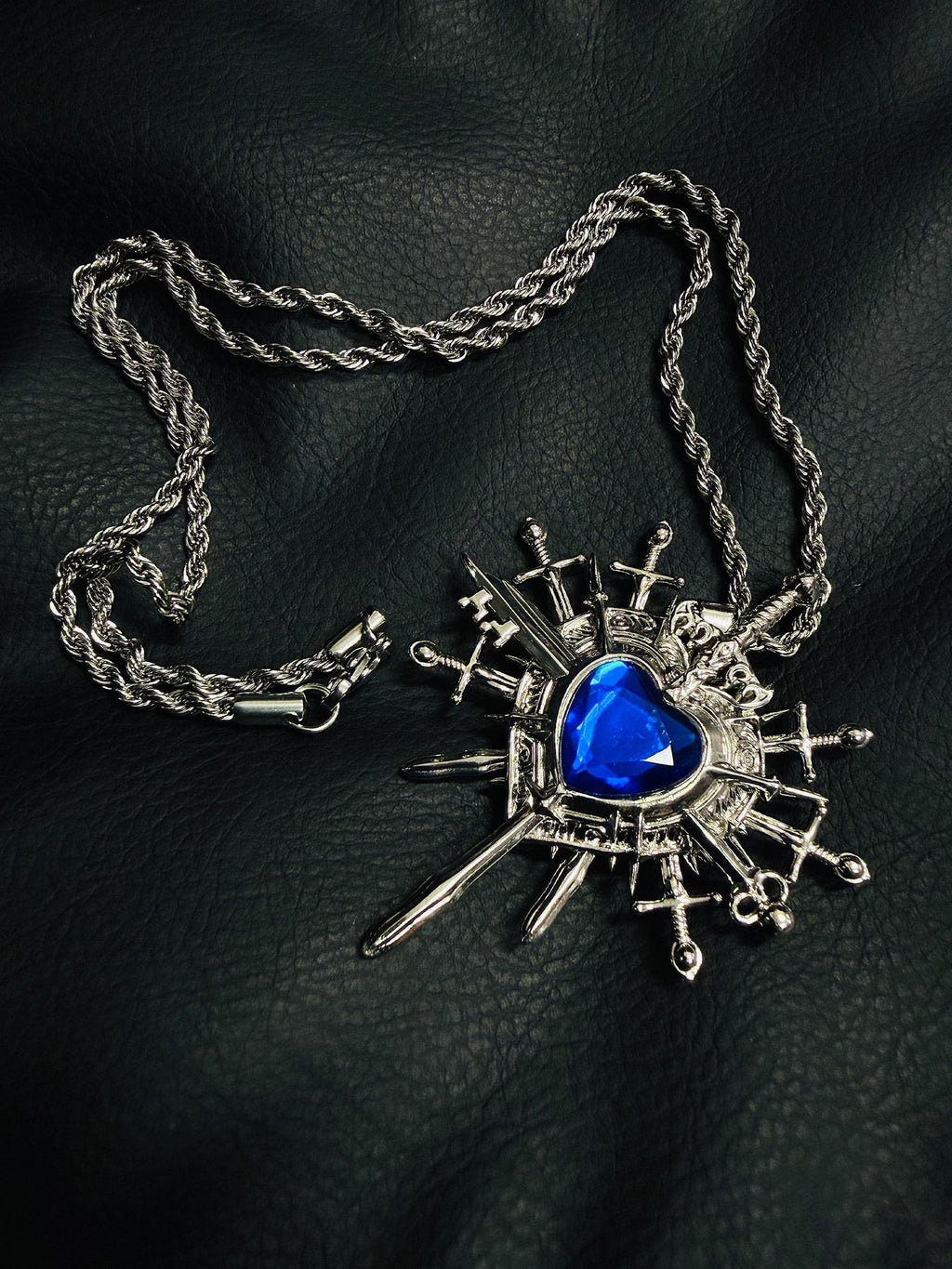PAIKI Edgy Gemstone Silver Punk Reversible Pendant Unisex Jewelry Necklaces