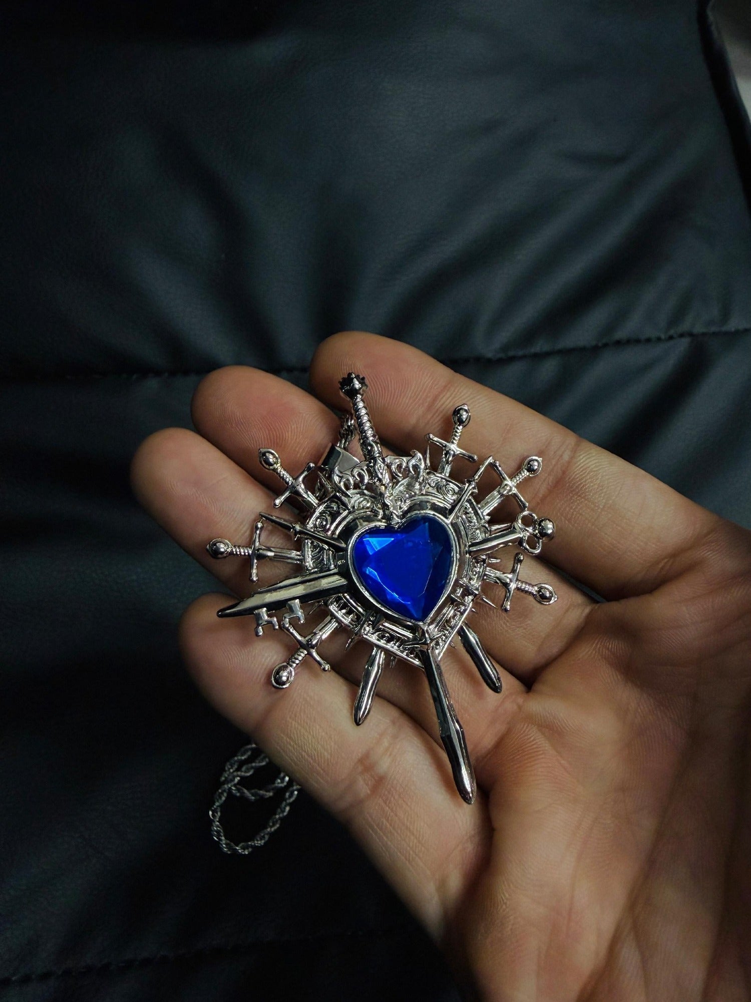 PAIKI Edgy Gemstone Silver Punk Reversible Pendant Unisex Jewelry Necklaces