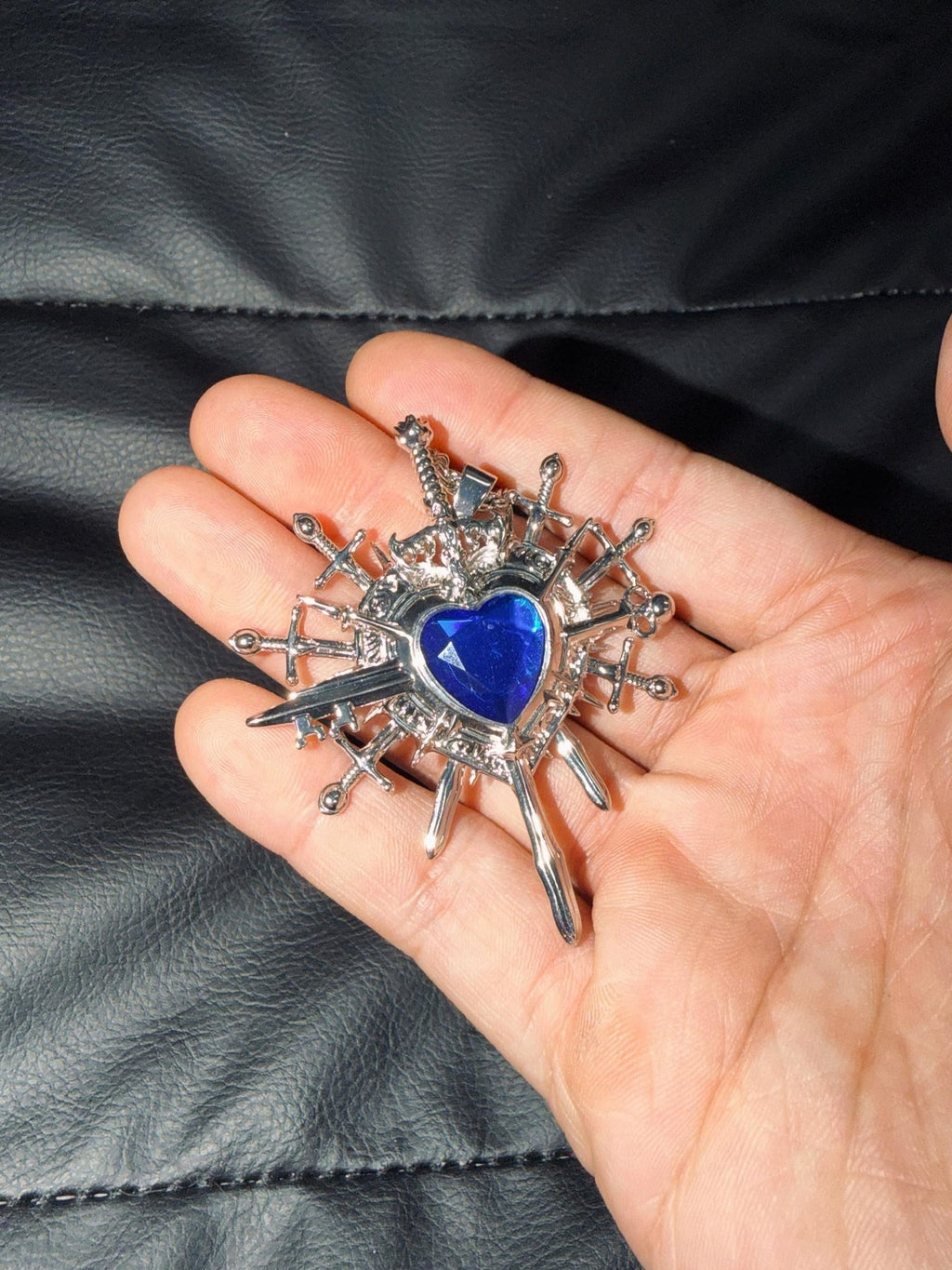 PAIKI Edgy Gemstone Silver Punk Reversible Pendant Unisex Jewelry Necklaces