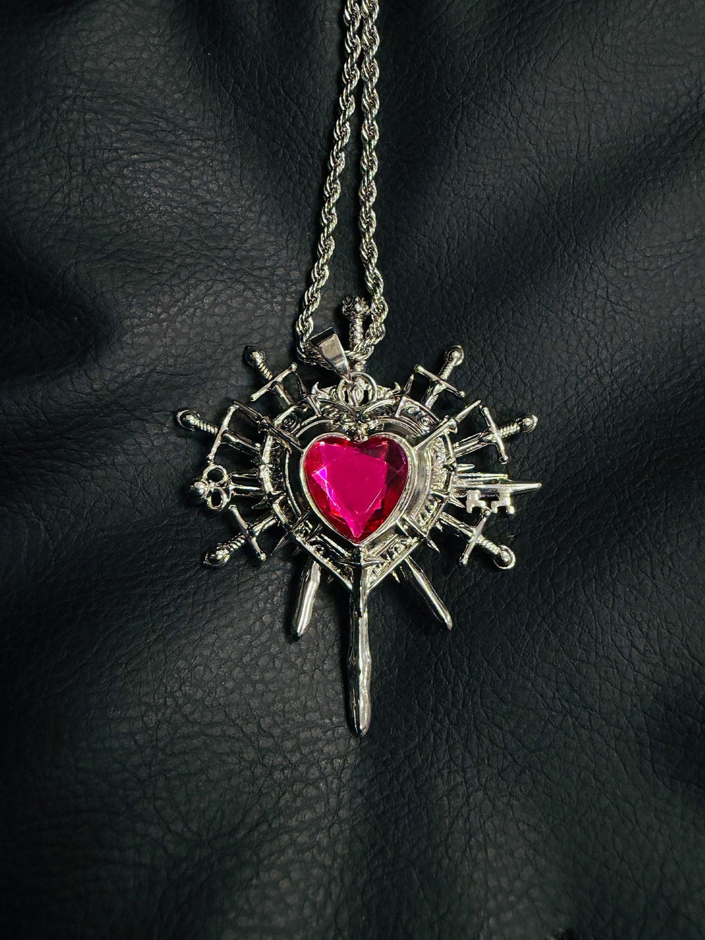 PAIKI Edgy Gemstone Silver Punk Reversible Pendant Unisex Jewelry Necklaces