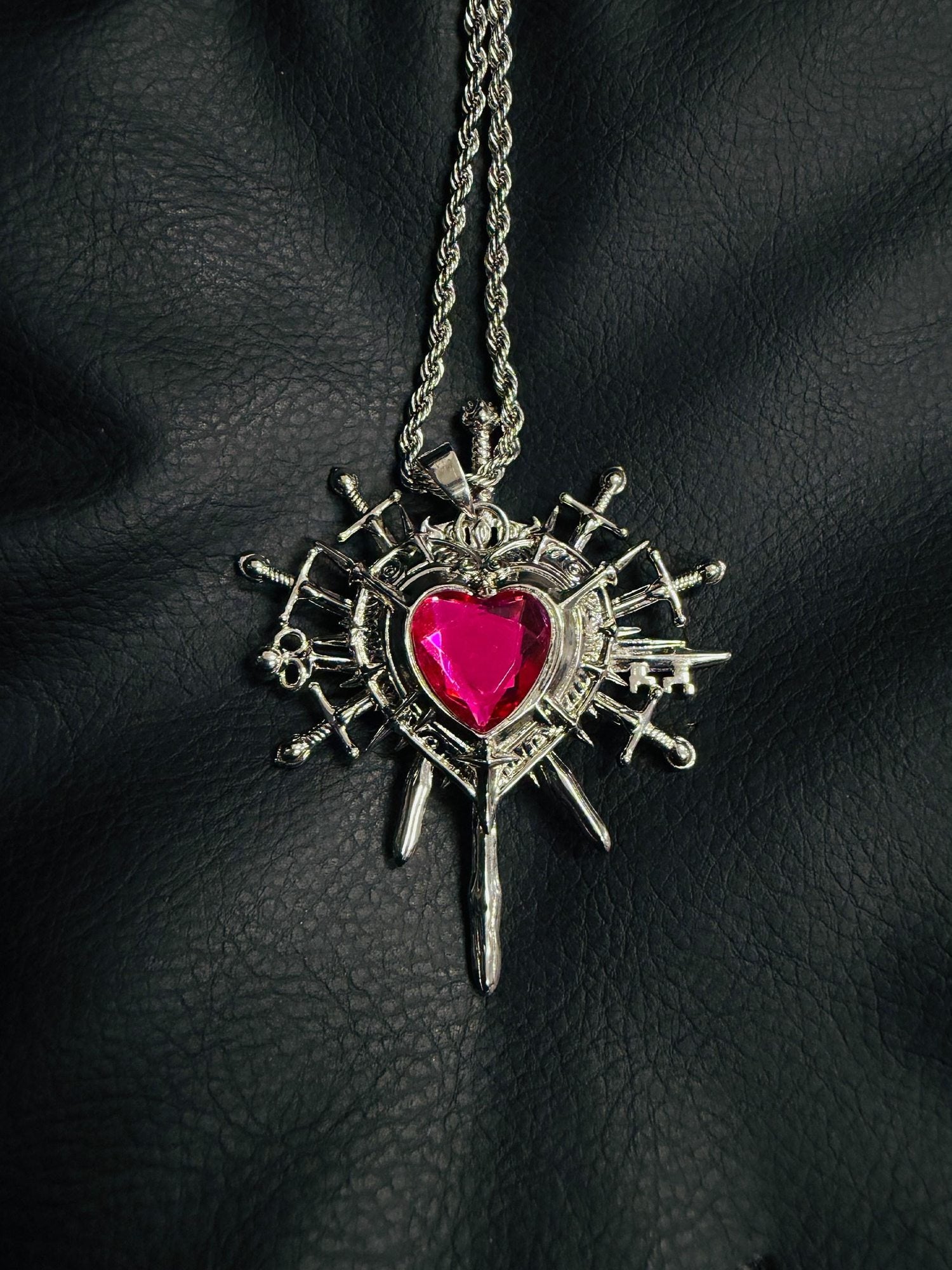PAIKI Edgy Gemstone Silver Punk Reversible Pendant Unisex Jewelry Necklaces