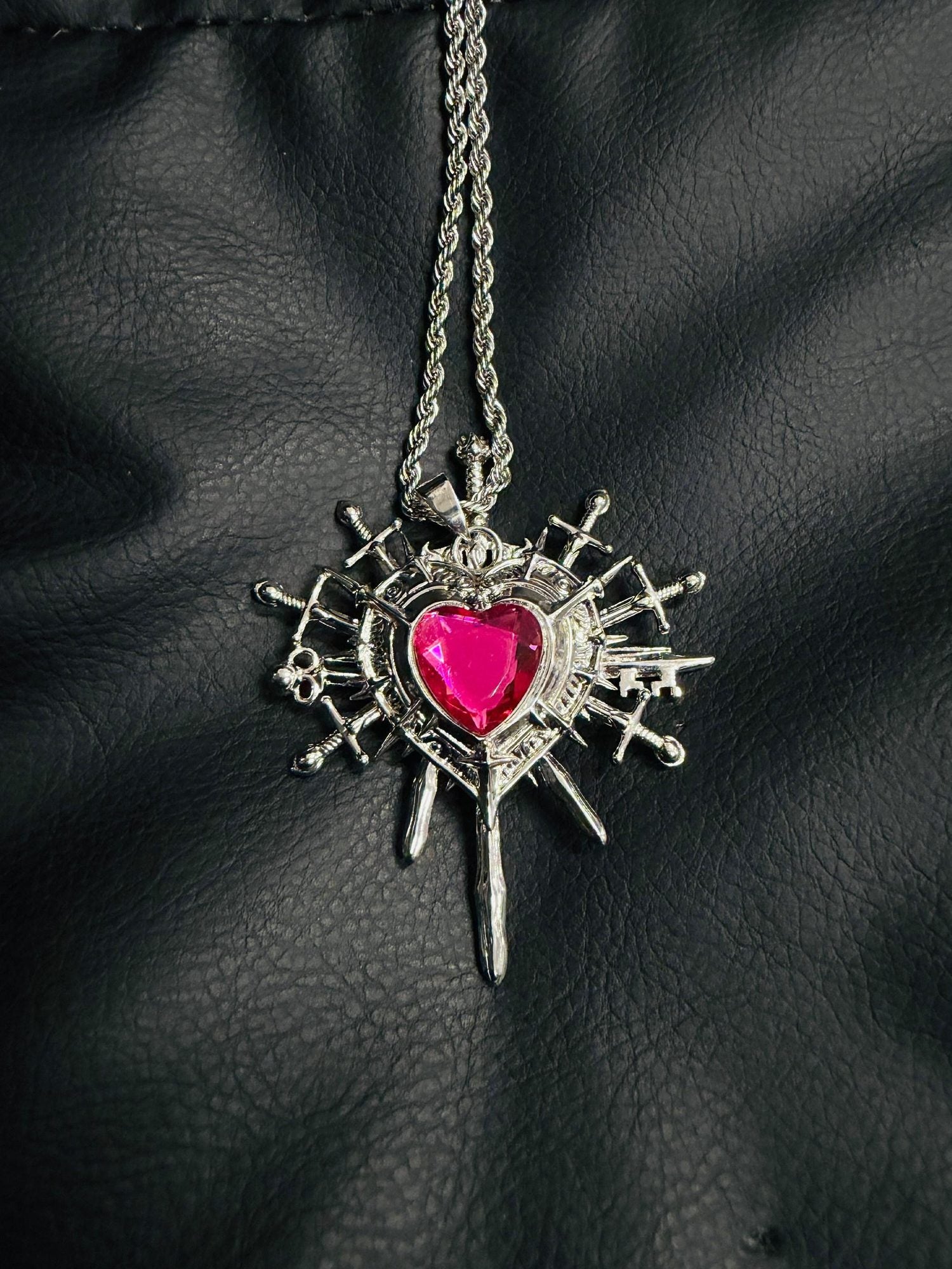 PAIKI Edgy Gemstone Silver Punk Reversible Pendant Unisex Jewelry Necklaces