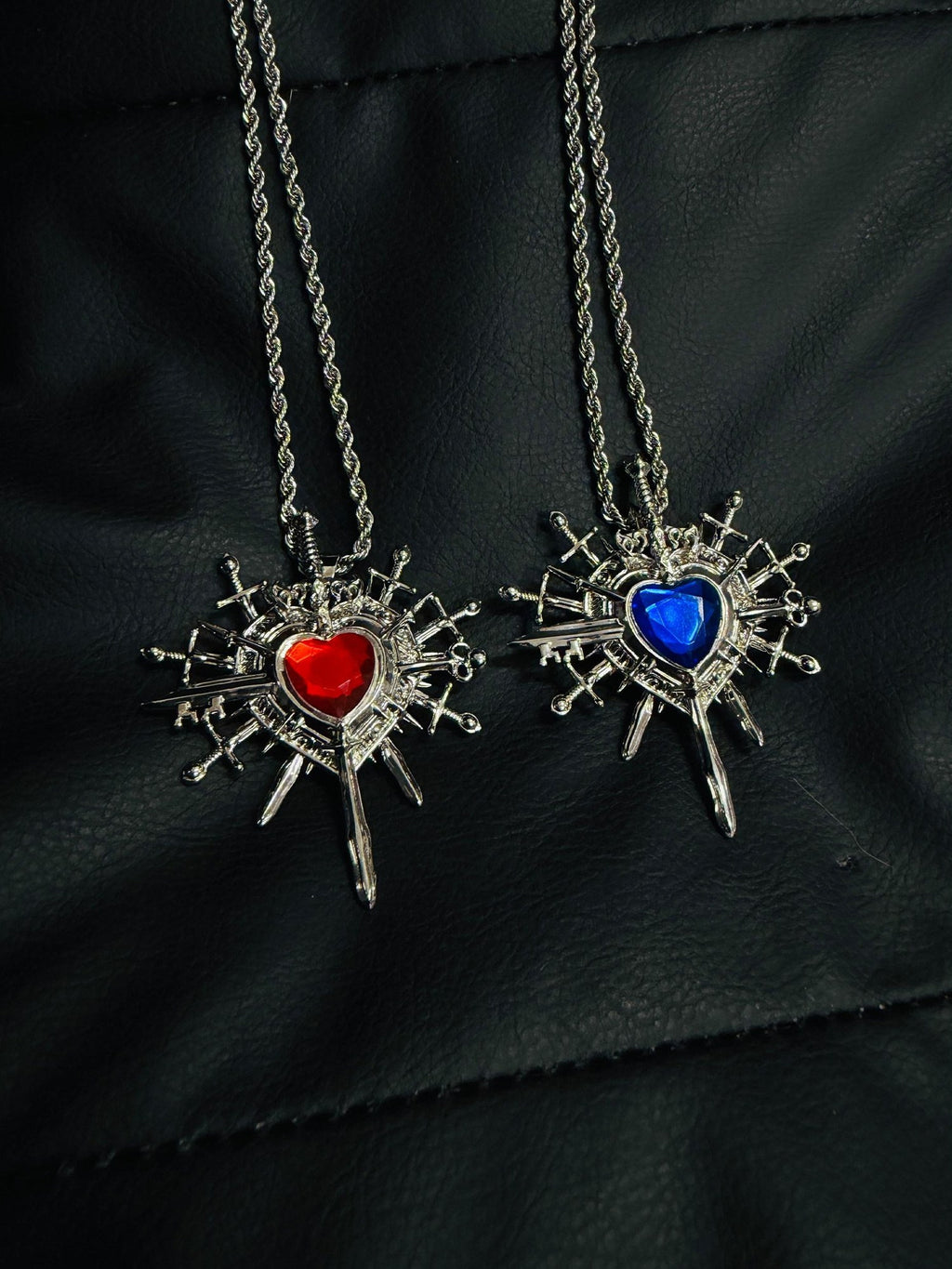 PAIKI Edgy Gemstone Silver Punk Reversible Pendant Unisex Jewelry Necklaces