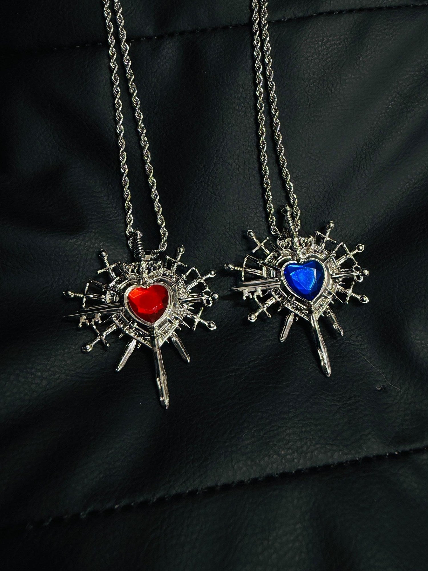PAIKI Edgy Gemstone Silver Punk Reversible Pendant Unisex Jewelry Necklaces