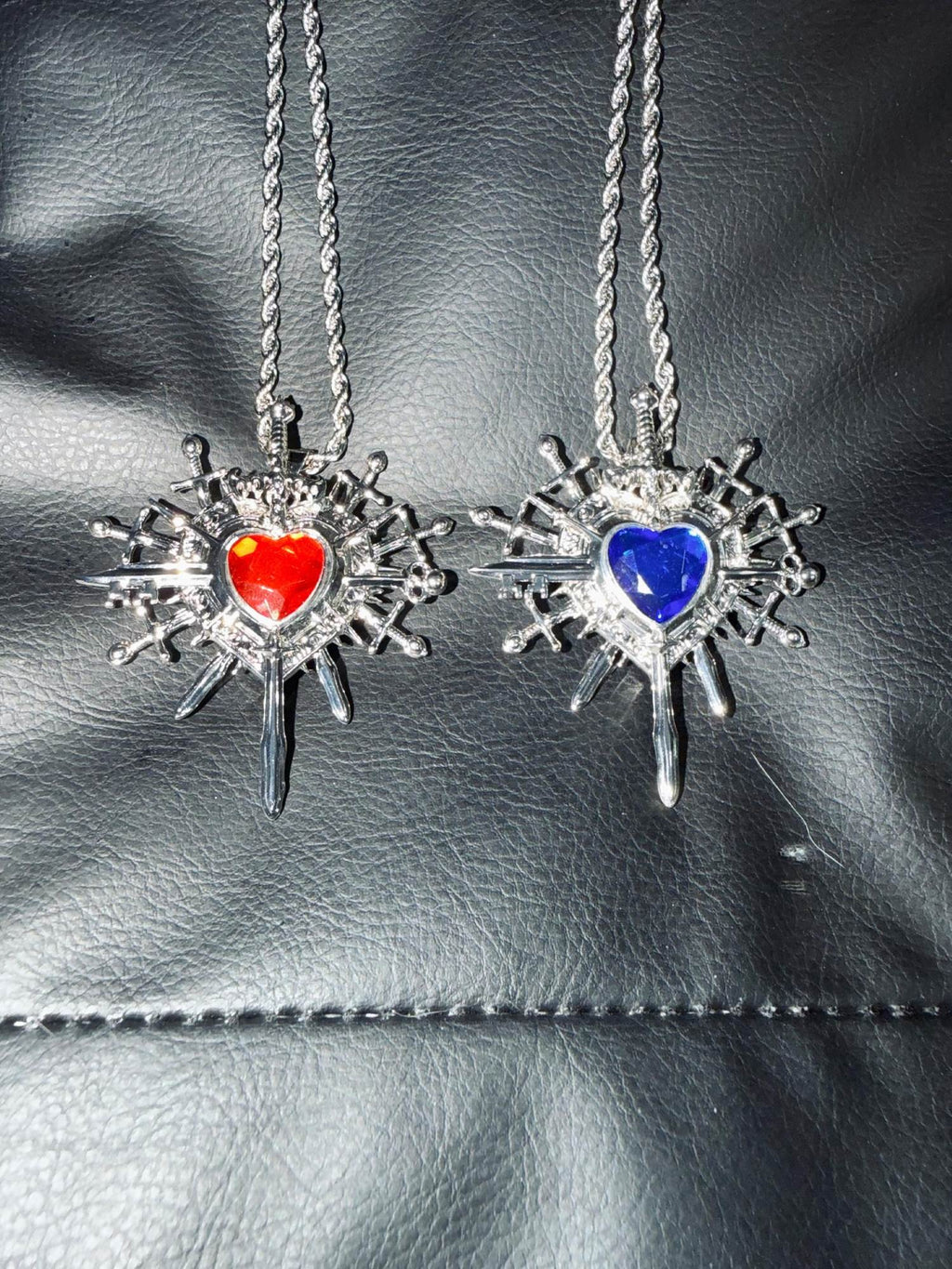PAIKI Edgy Gemstone Silver Punk Reversible Pendant Unisex Jewelry Necklaces
