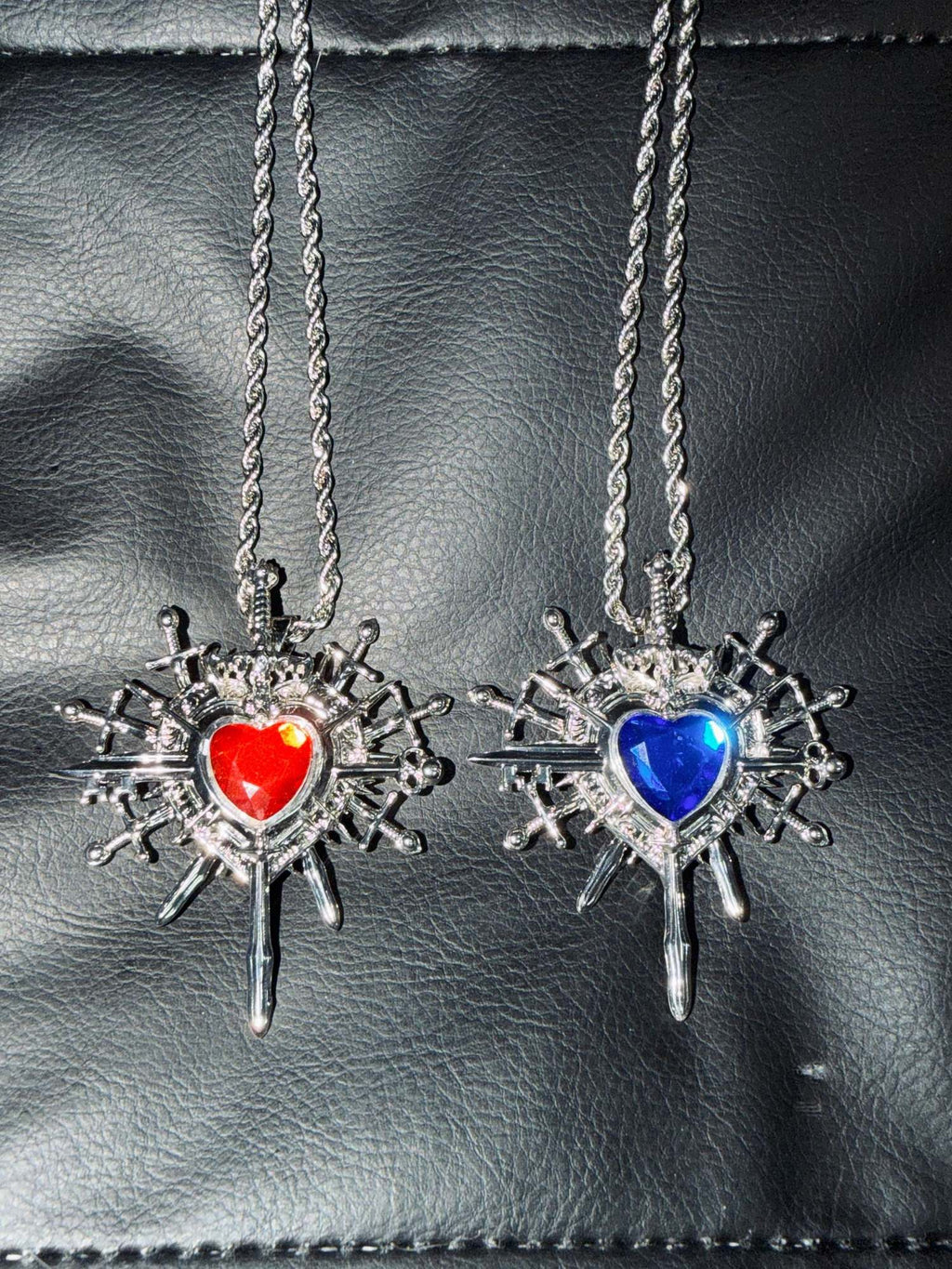 PAIKI Edgy Gemstone Silver Punk Reversible Pendant Unisex Jewelry Necklaces