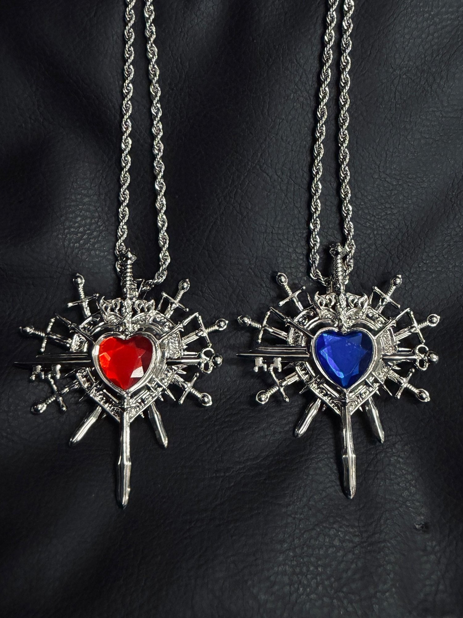 PAIKI Edgy Gemstone Silver Punk Reversible Pendant Unisex Jewelry Necklaces