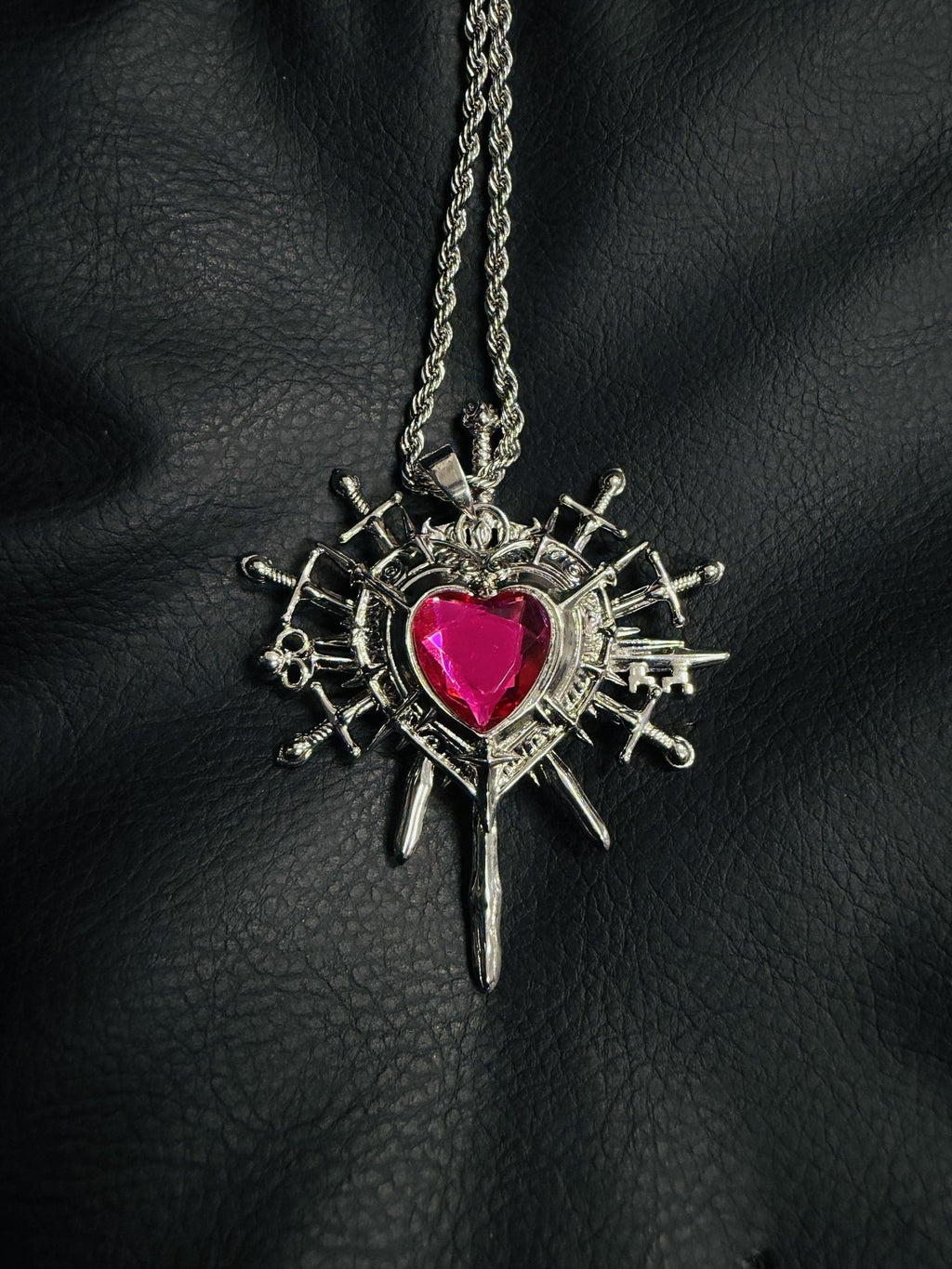 PAIKI Edgy Gemstone Silver Punk Reversible Pendant Unisex Jewelry Necklaces