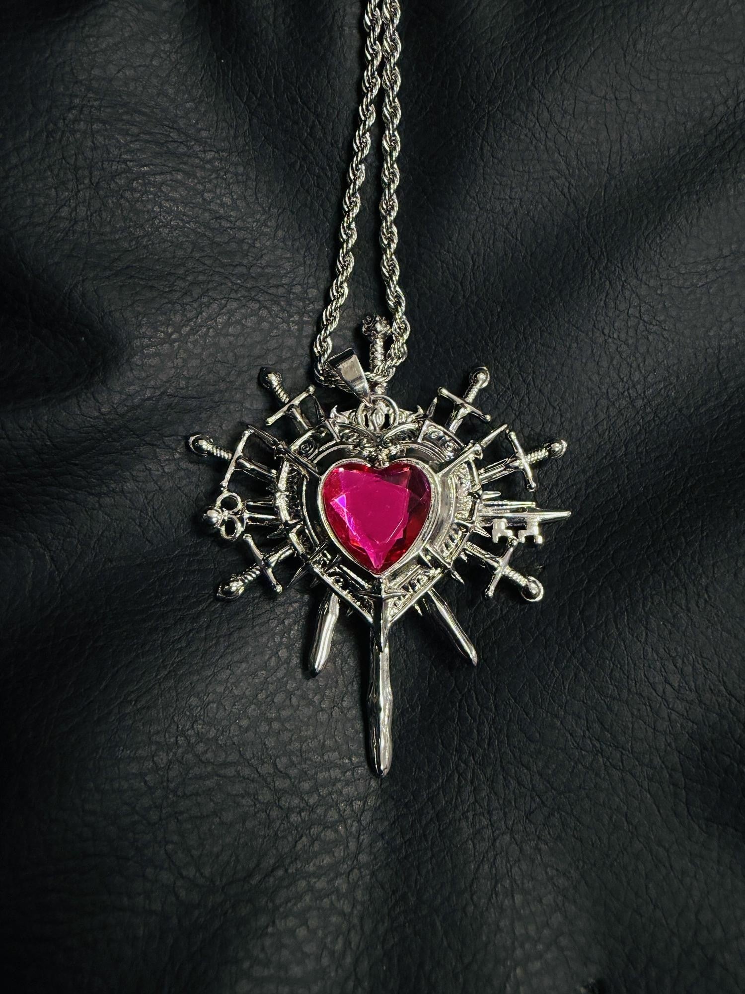PAIKI Edgy Gemstone Silver Punk Reversible Pendant Unisex Jewelry Necklaces