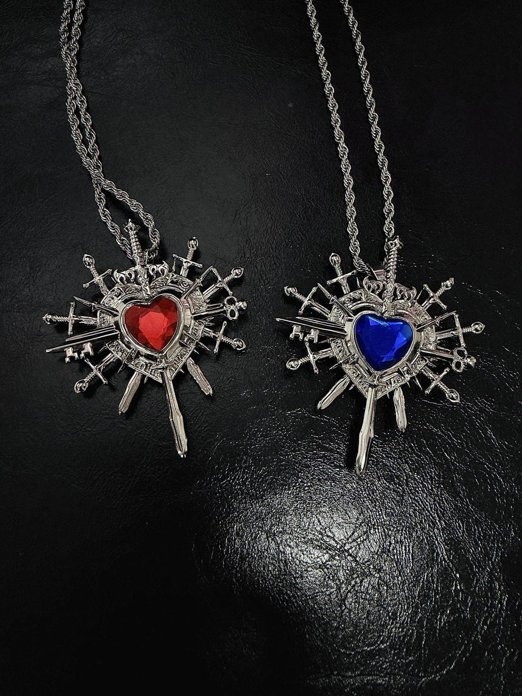 PAIKI Edgy Gemstone Silver Punk Reversible Pendant Unisex Jewelry Necklaces