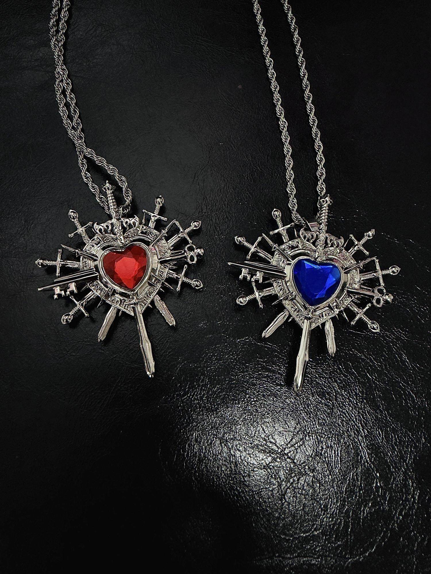 PAIKI Edgy Gemstone Silver Punk Reversible Pendant Unisex Jewelry Necklaces