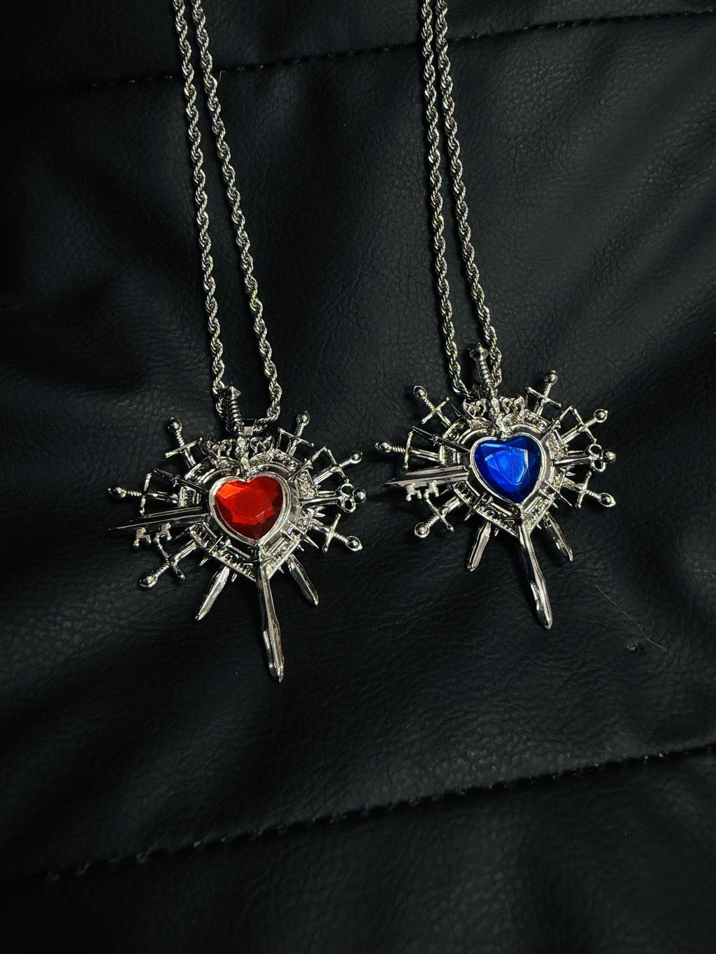PAIKI Edgy Gemstone Silver Punk Reversible Pendant Unisex Jewelry Necklaces