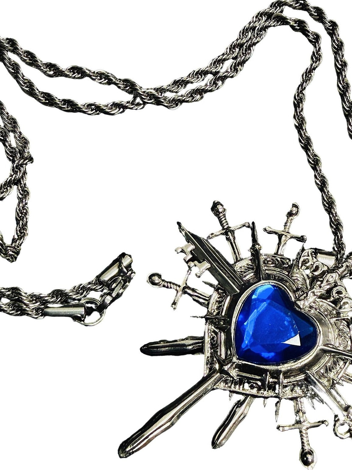 PAIKI Edgy Gemstone Silver Punk Reversible Pendant Unisex Jewelry Necklaces