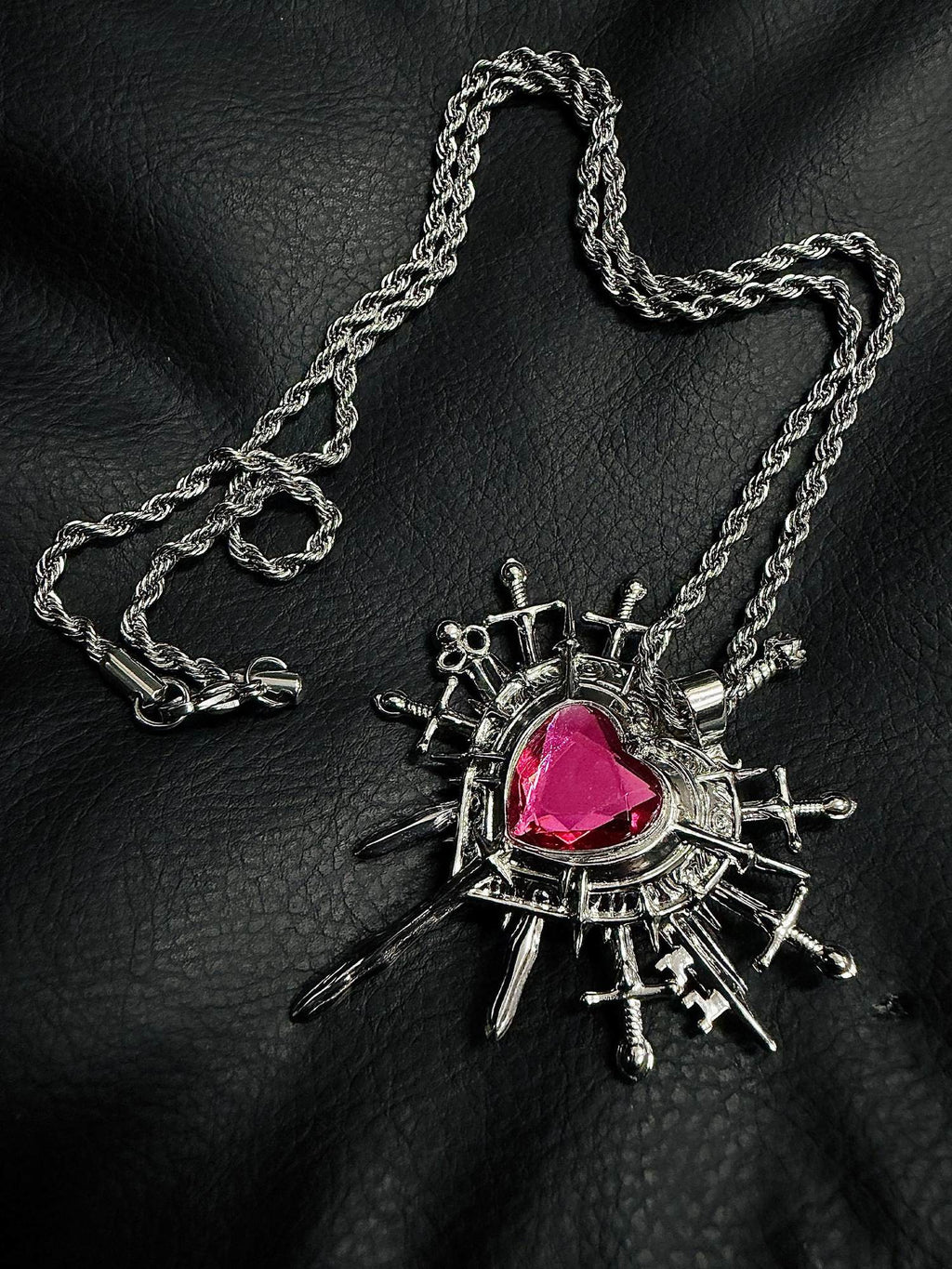 PAIKI Edgy Gemstone Silver Punk Reversible Pendant Unisex Jewelry Necklaces