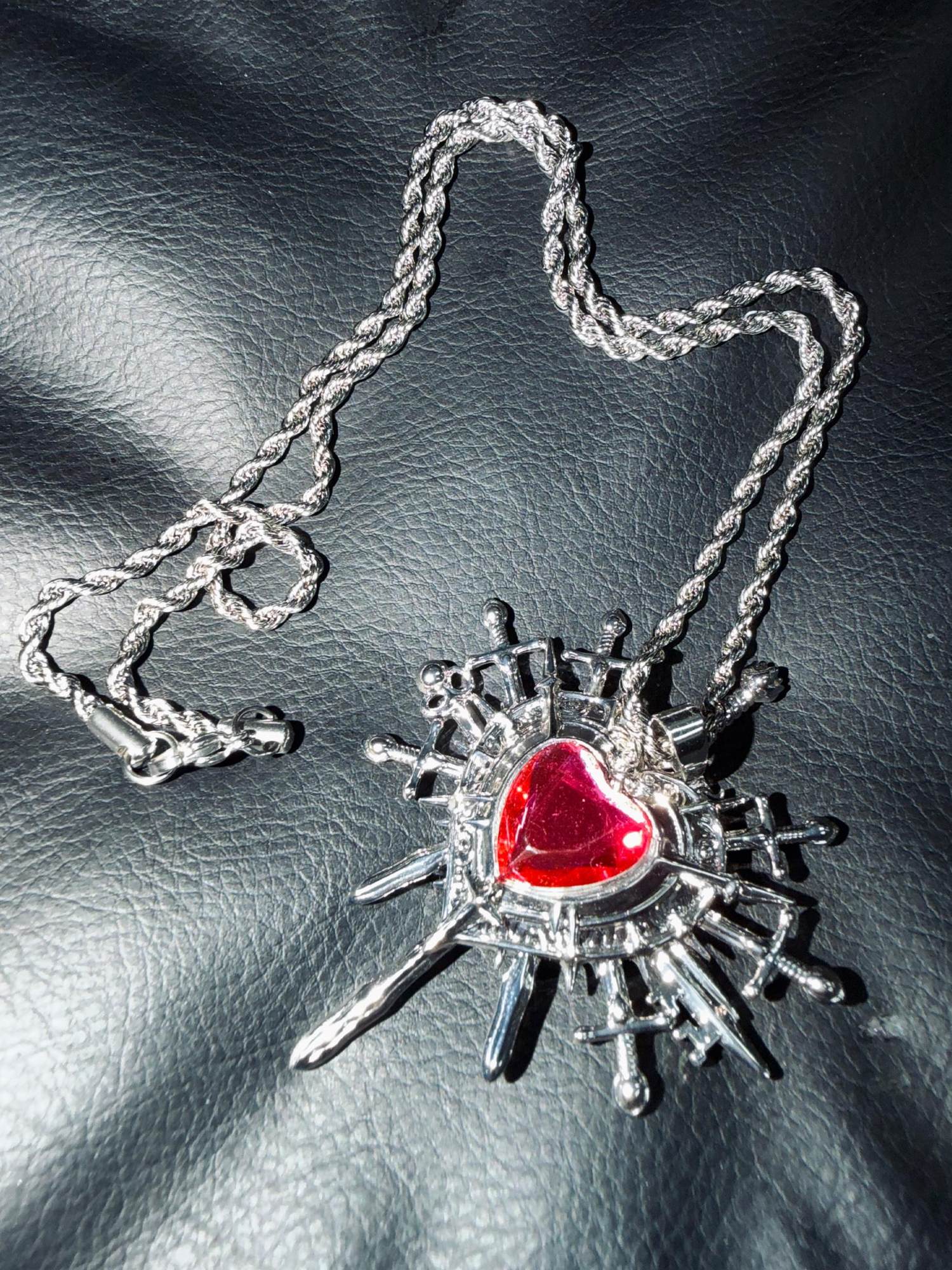 PAIKI Edgy Gemstone Silver Punk Reversible Pendant Unisex Jewelry Necklaces