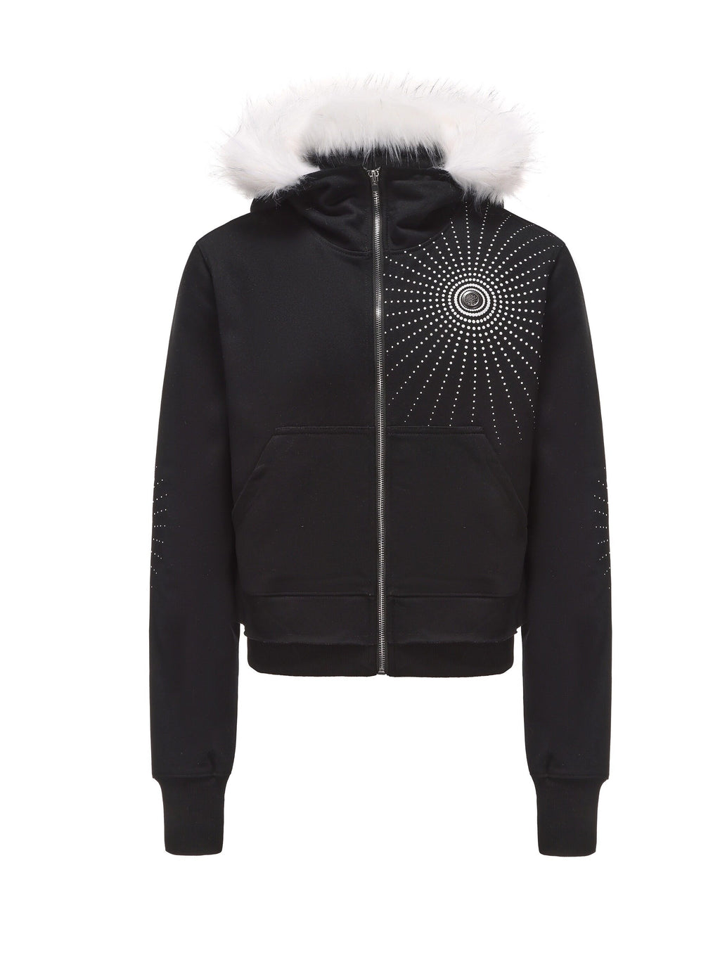 PAIKI_Embroidered_Geometric_Print_Slim_Zip_Hooded_Cardigan_Women_Casual_Black_Hoodies_MISSTT