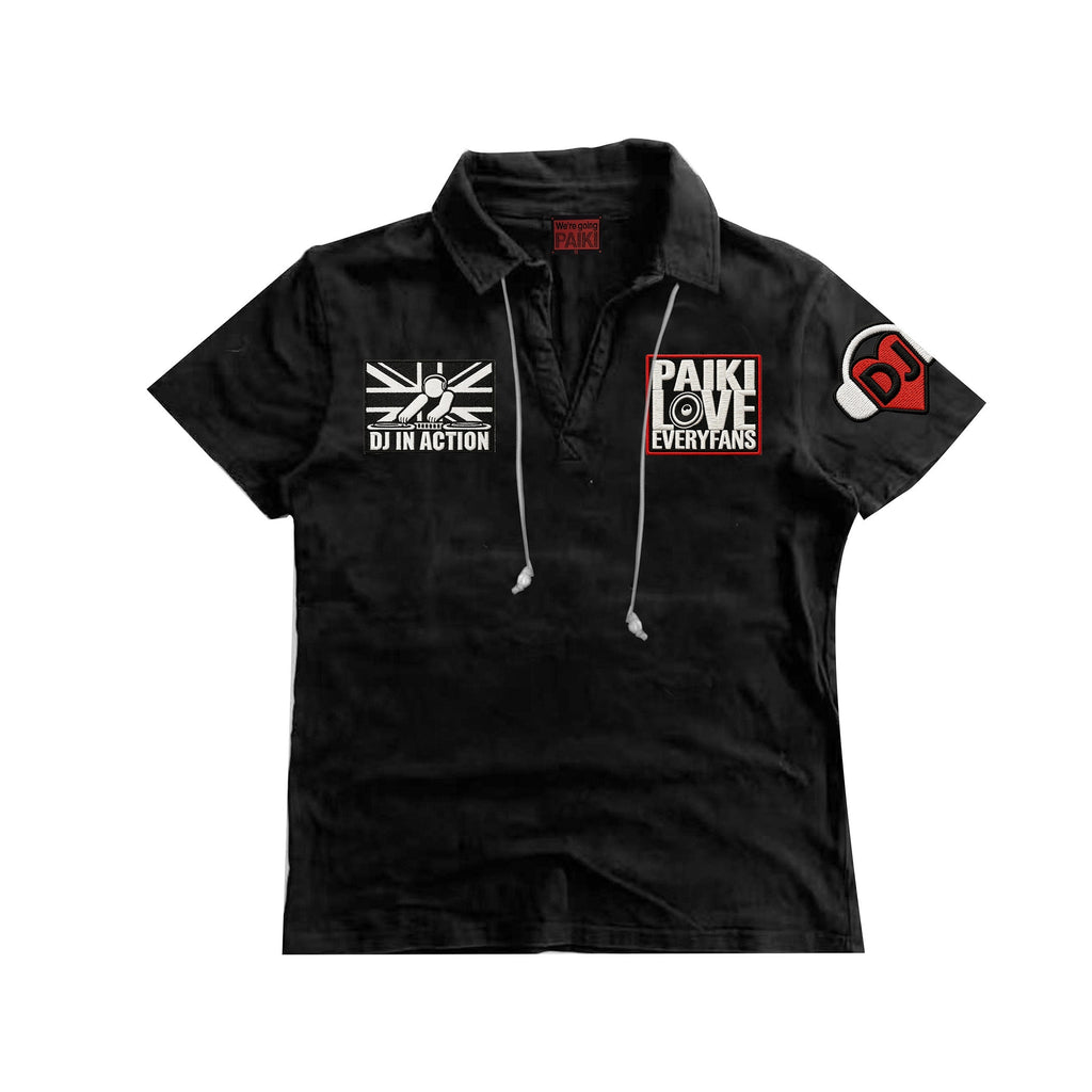 PAIKI_Embroidered_Pearl_Polo_Collar_Unisex_Black_Cotton_Short_Sleeve_T-Shirts_MISSTT