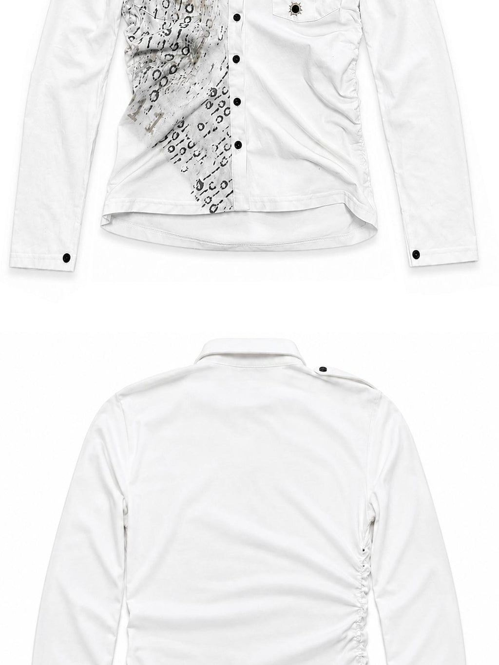 PAIKI Embroidered Punk Abstract Print Slim Fit Cotton Women's Shirts
