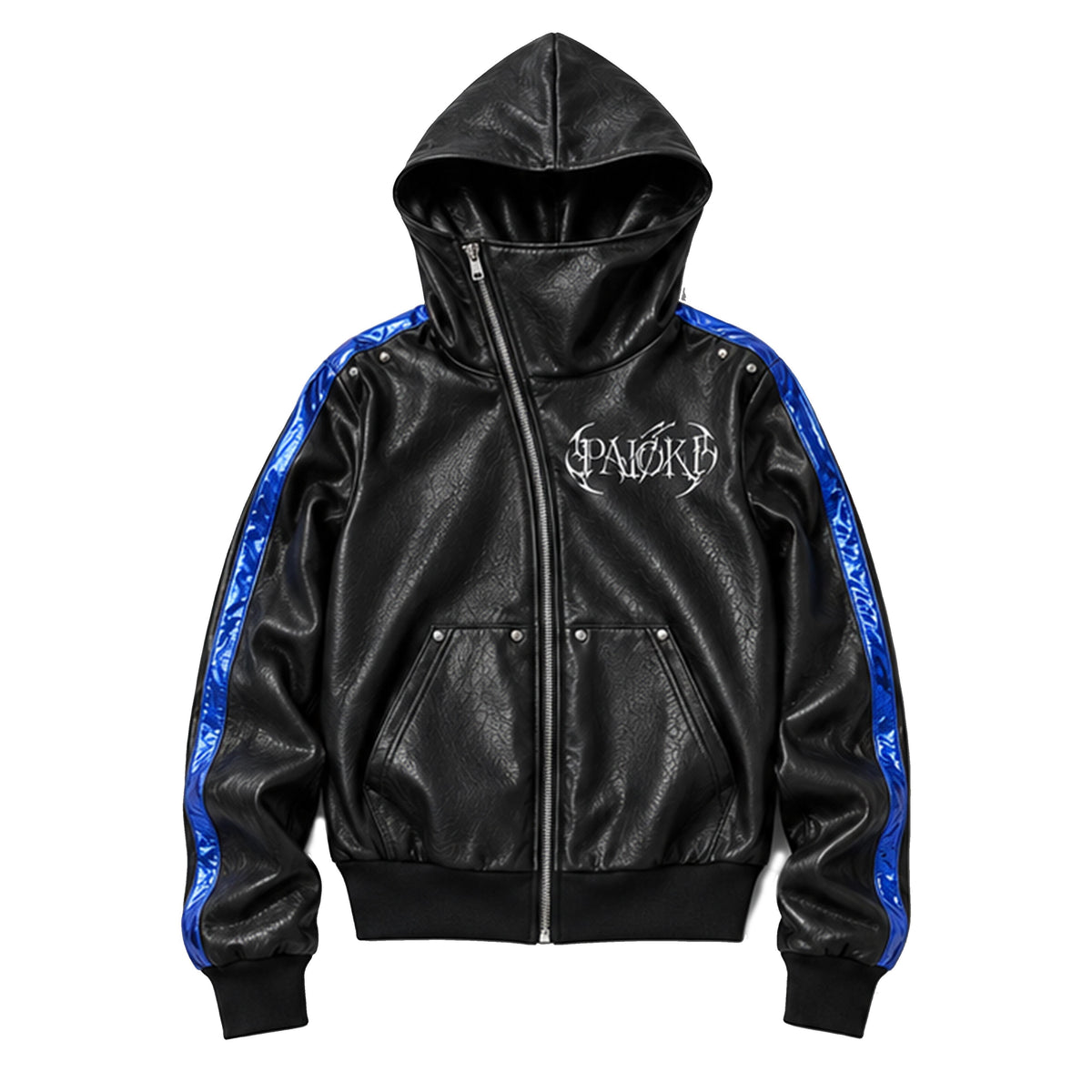 PAIKI_Embroidered_Studded_Funnel_Neck_Hooded_Pu_Leather_Women's_Casual_Jackets_1078207827610_MISSTT