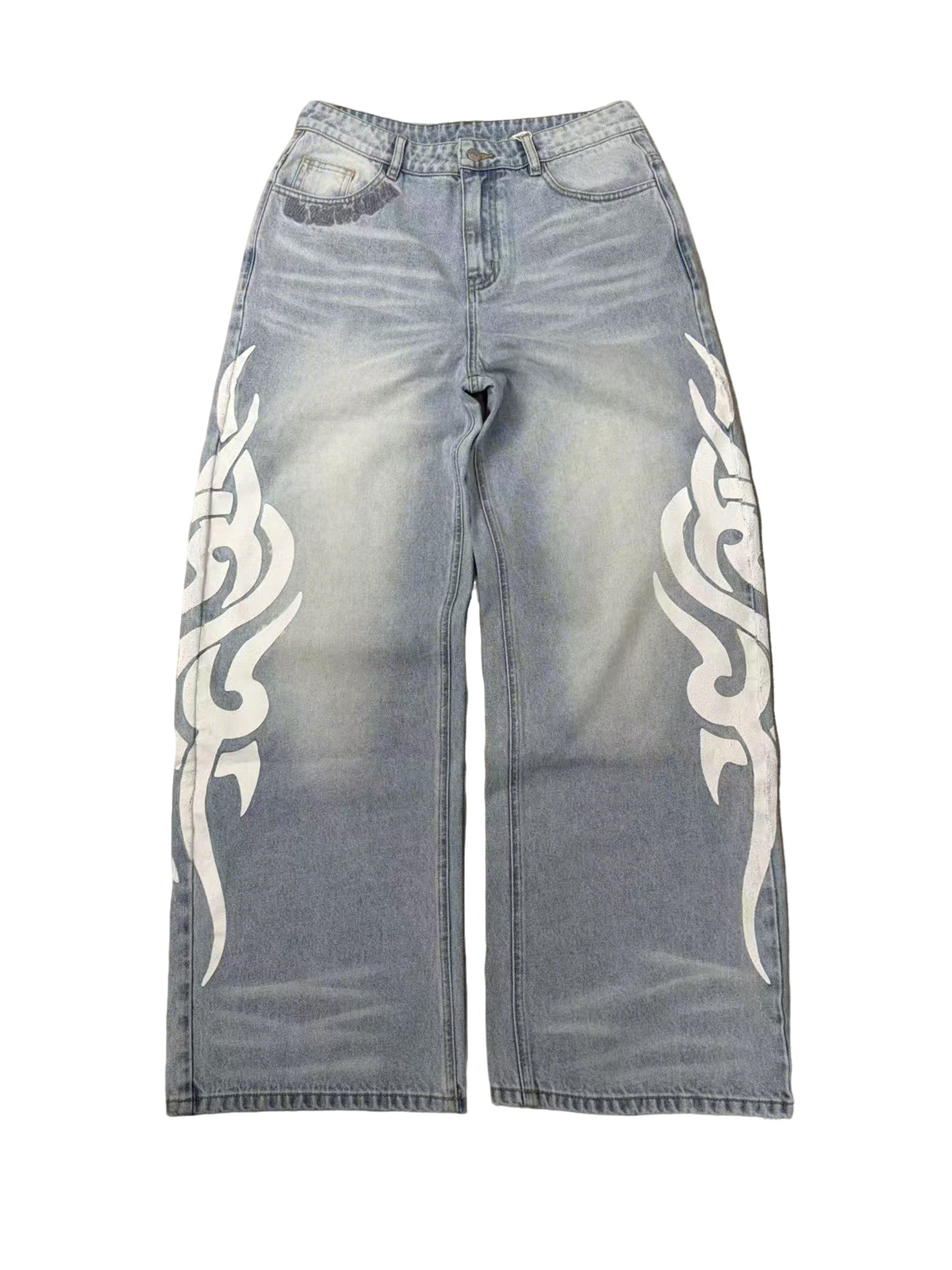 PAIKI_Floral_Print_Low_Rise_Button_Fly_Cotton_Blue_Slight_Stretch_Straight_Jeans_MISSTT