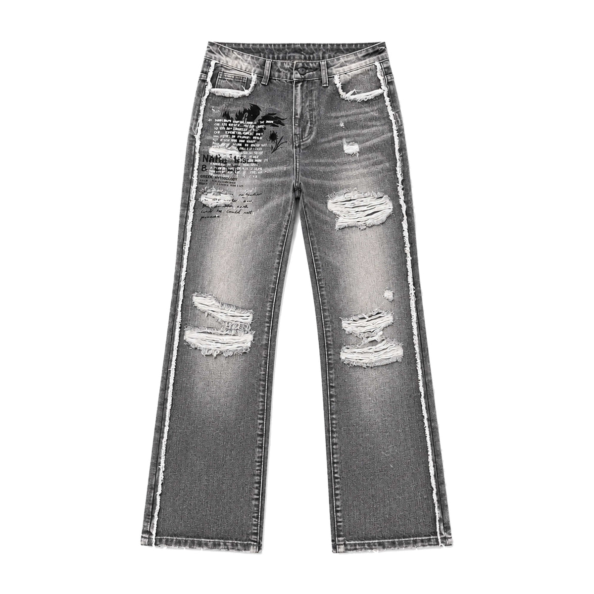 PAIKI_Foiled_Letter_Print_Frayed_Straight_Fit_Women's_Cotton_Denim_Distressed_Jeans_1065980086717_MISSTT