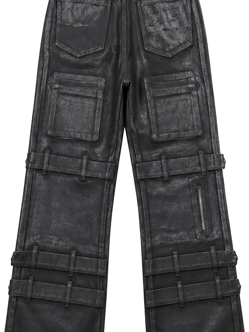 PAIKI Heavy Metal Waxed Lace Up Rivet Distressed Women's Bootcut Jeans