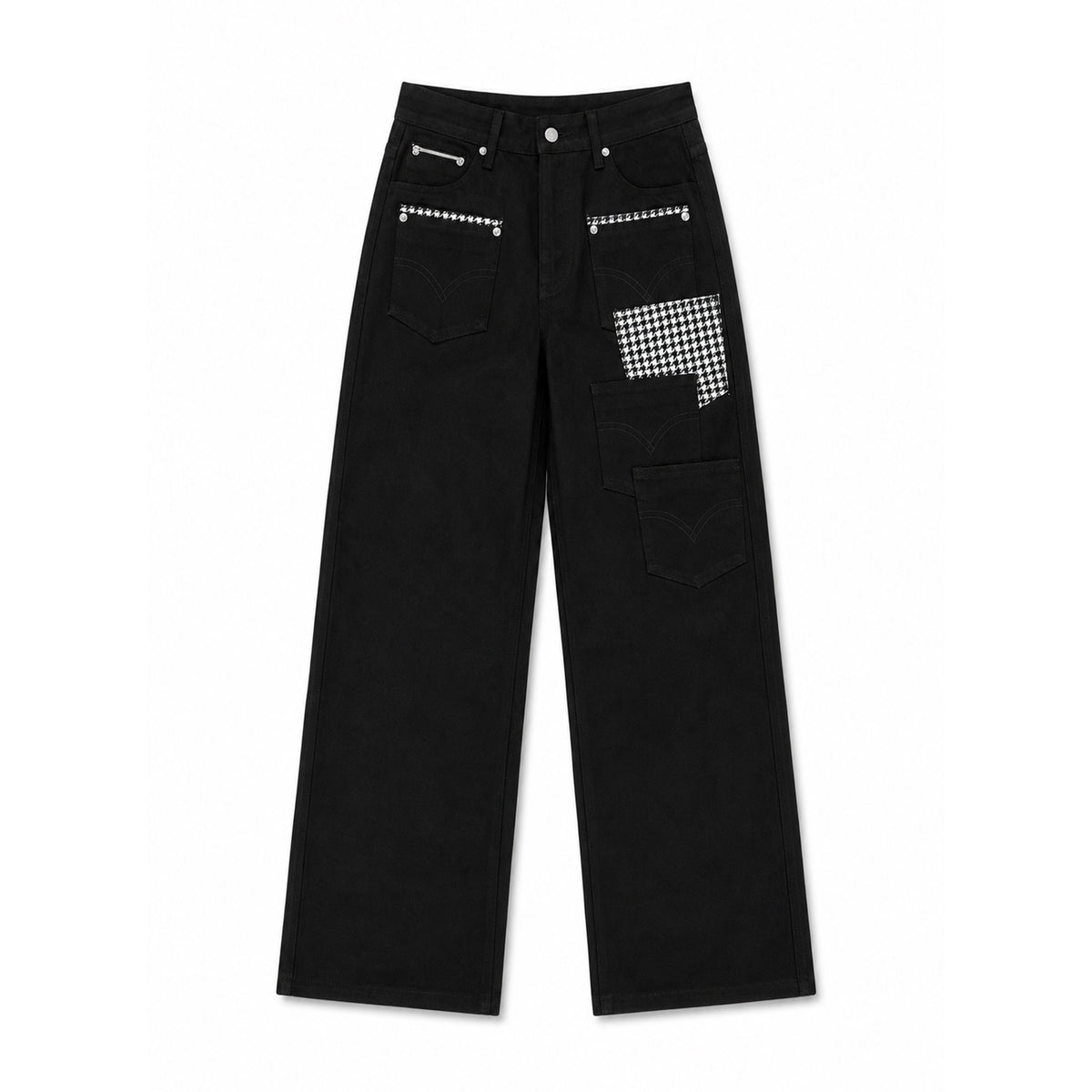 PAIKI_Houndstooth_Multi_Pocket_Spliced_13oz_Selvedge_Cotton_Women's_Relaxed_Jeans_1075028680471_MISSTT