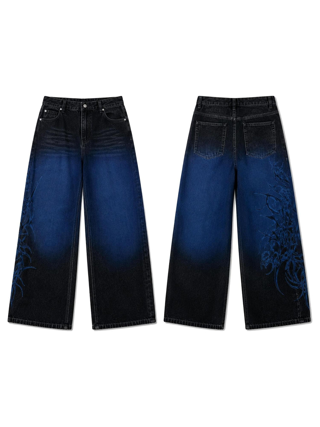 PAIKI Ice Flame Totem Wash Distressed Women's Cotton Straight Jeans