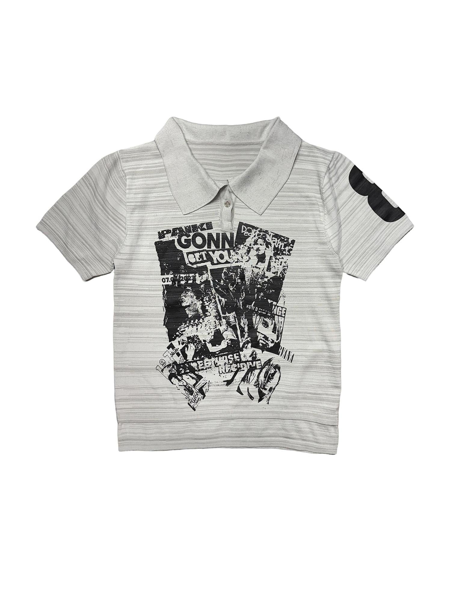 PAIKI Ice Silk Embossed Rock Polo Unisex Regular Fit Short Sleeve T-Shirts